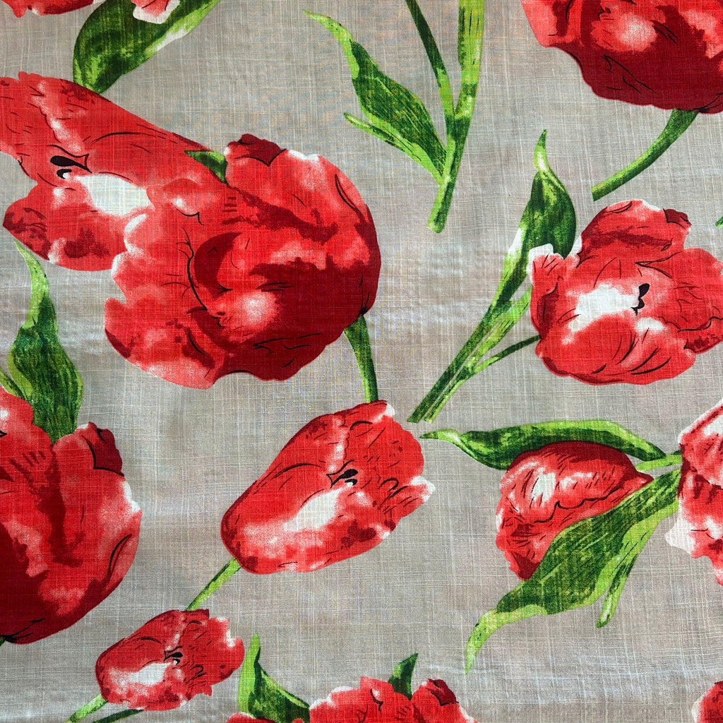 Red Tulips on Gray