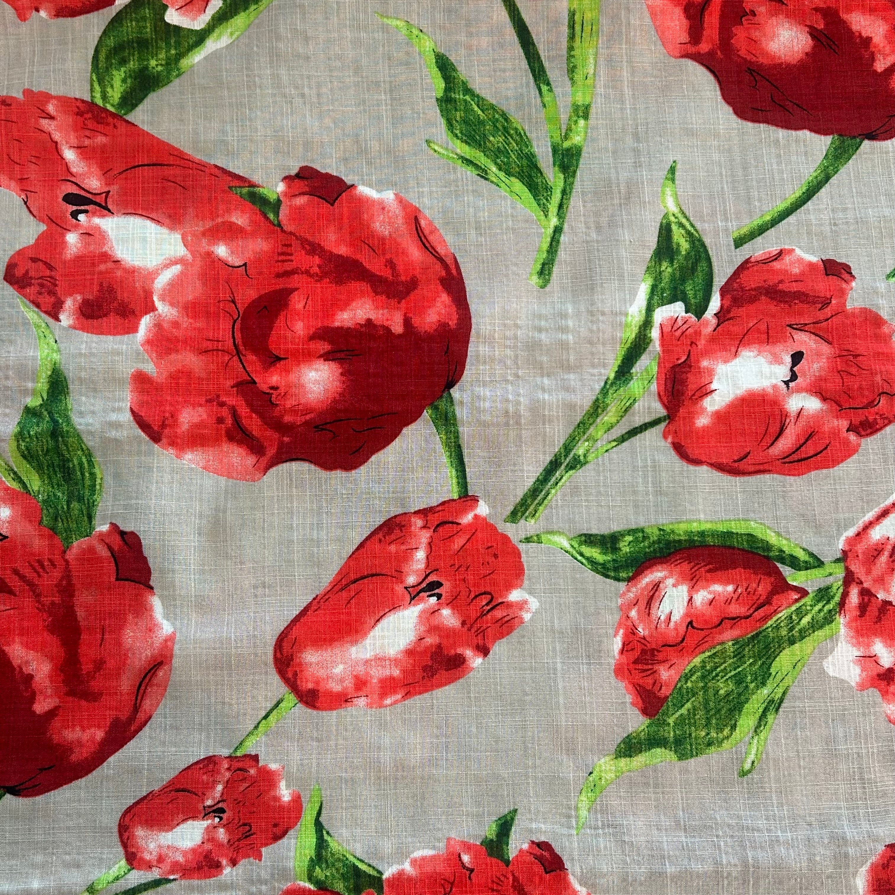 Red Tulips on Gray