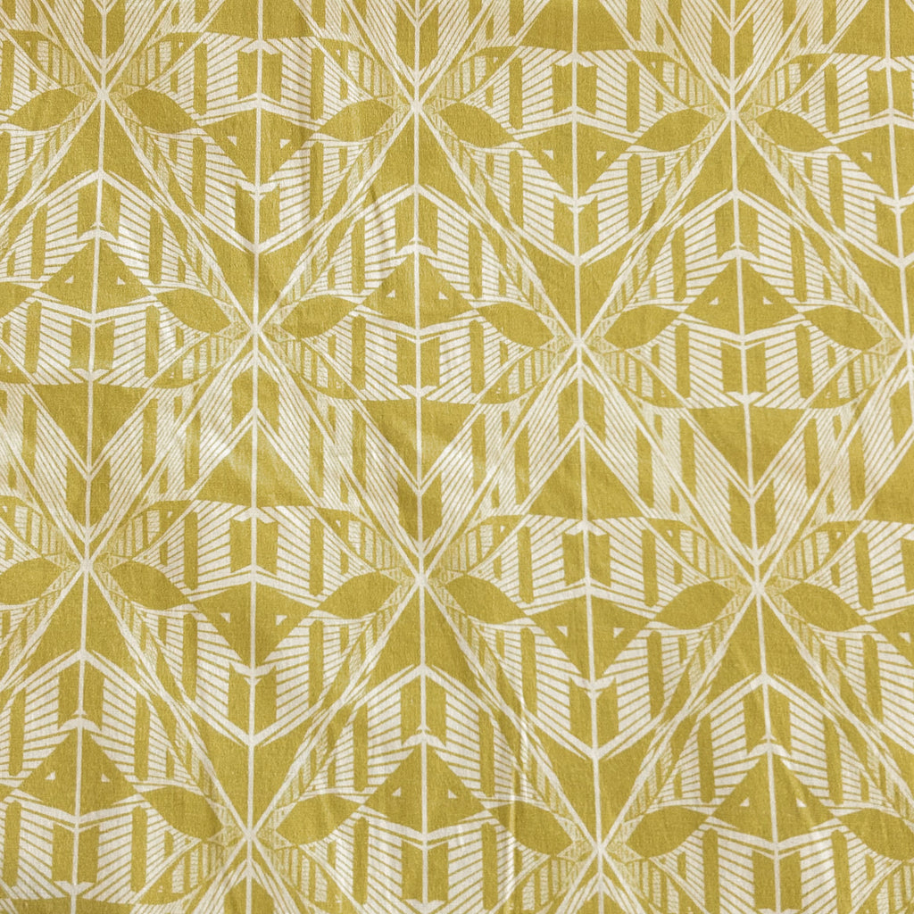 Yellow Geometric Cotton Stretch Fabric