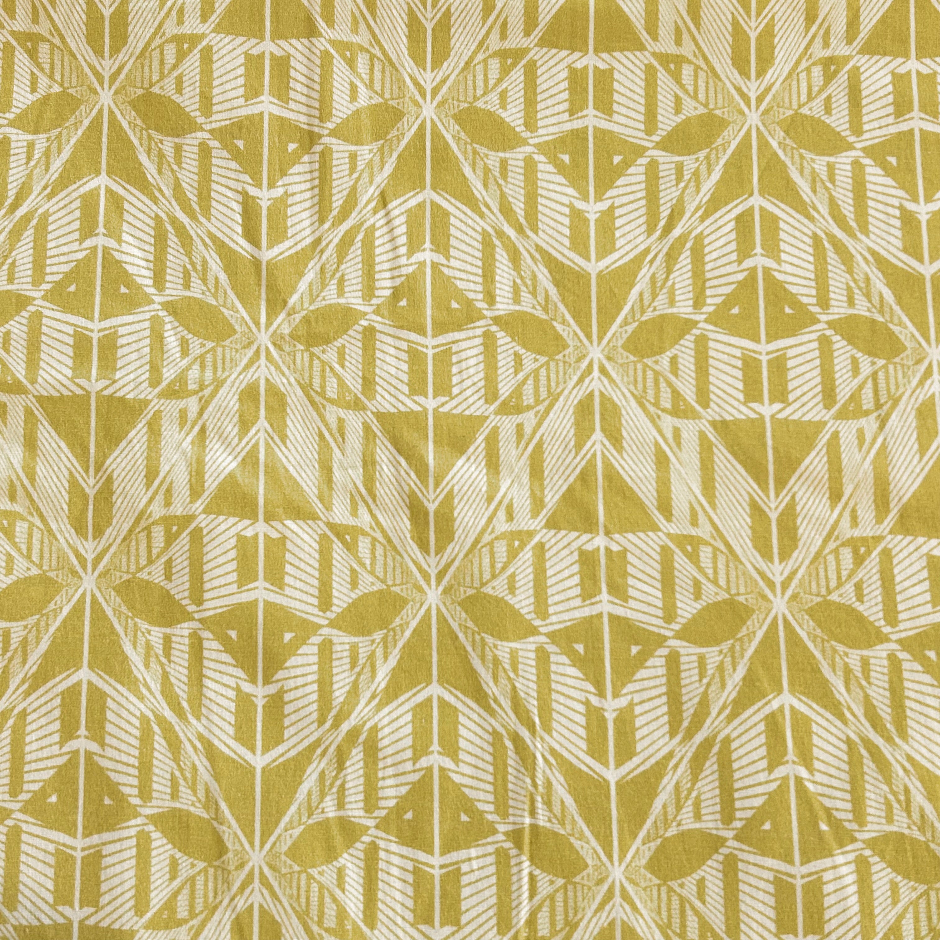 Yellow Geometric Cotton Stretch Fabric