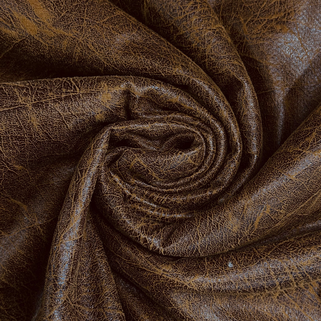 Brown waterproof faux leather with a vintage crackle effect