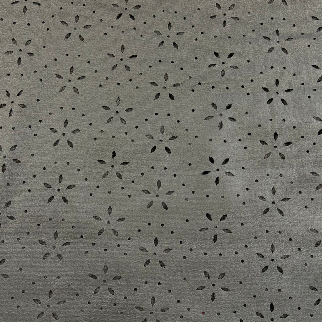 Grey Perforated Floral Eco Leather