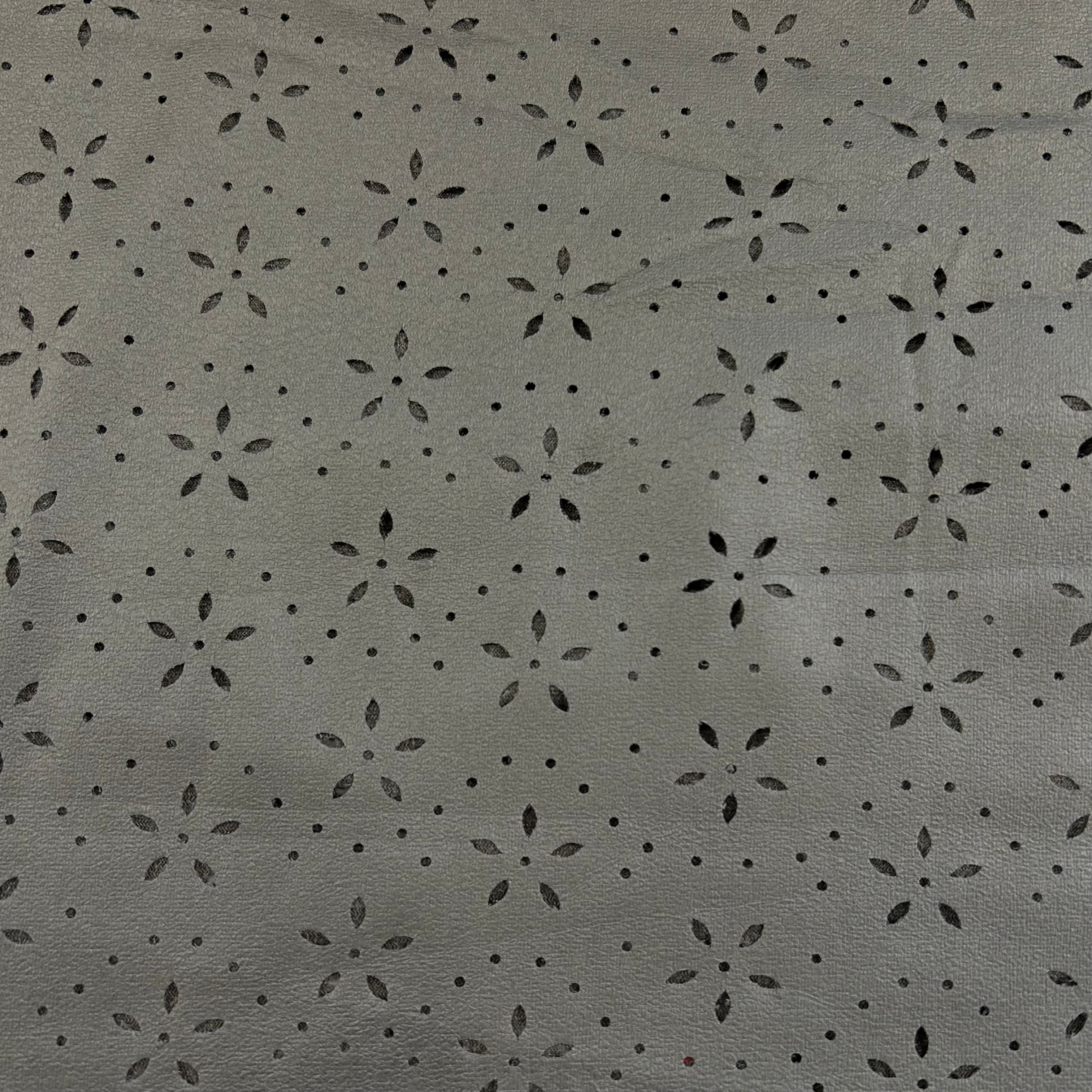Grey Perforated Floral Eco Leather