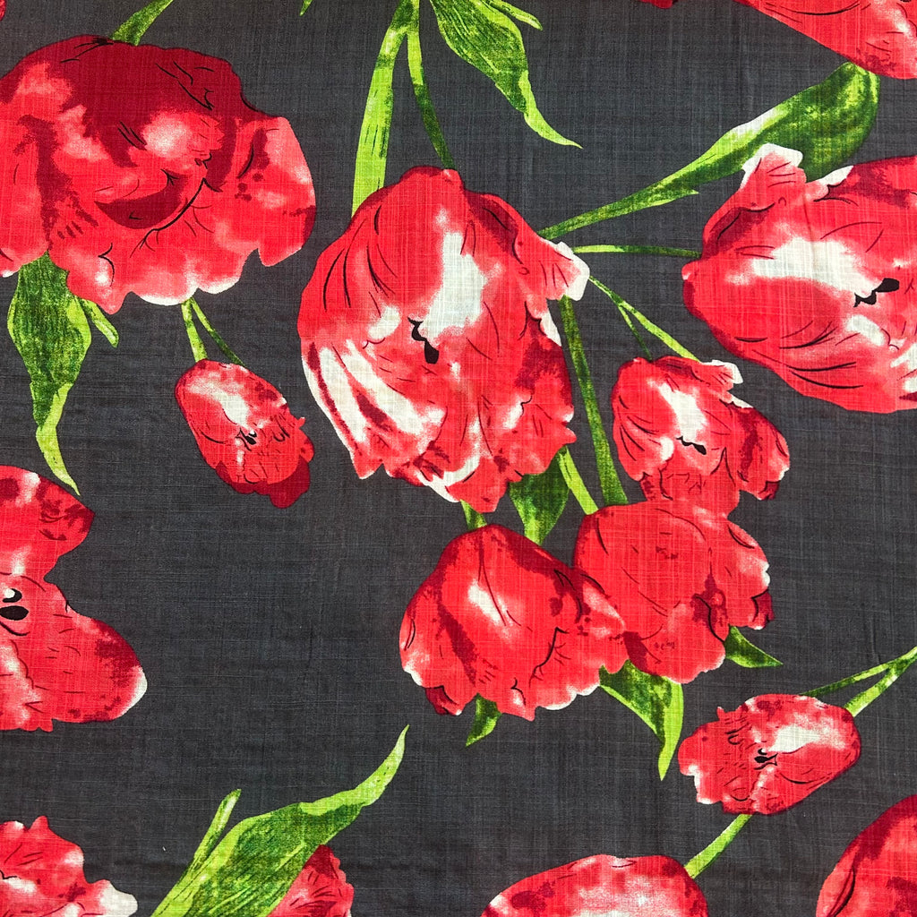 Red Tulips on Dark Gray
