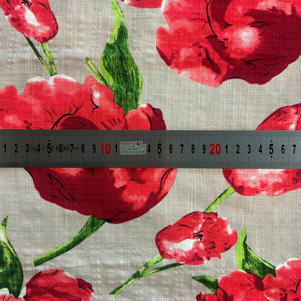 Red Tulips on Gray