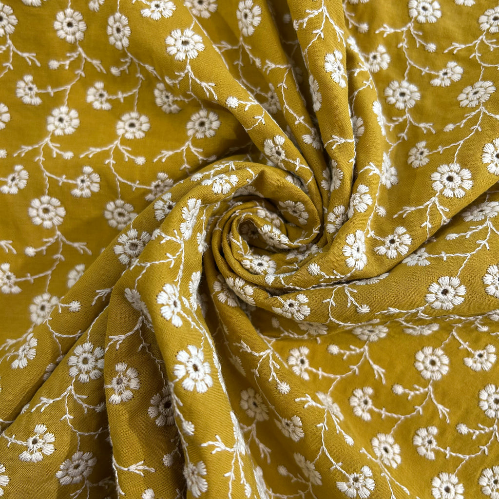 Mustard Daisy Embroidery
