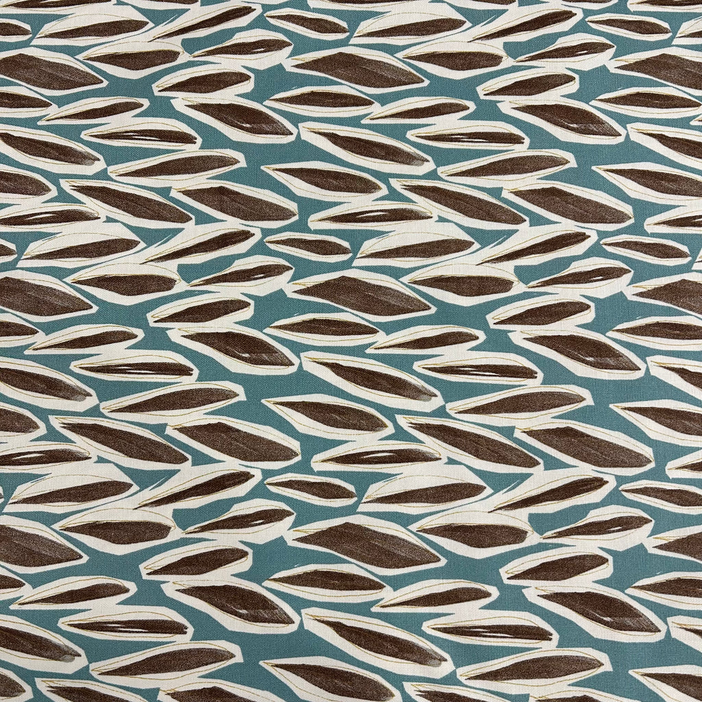 Boho Feathers on Teal Cotton