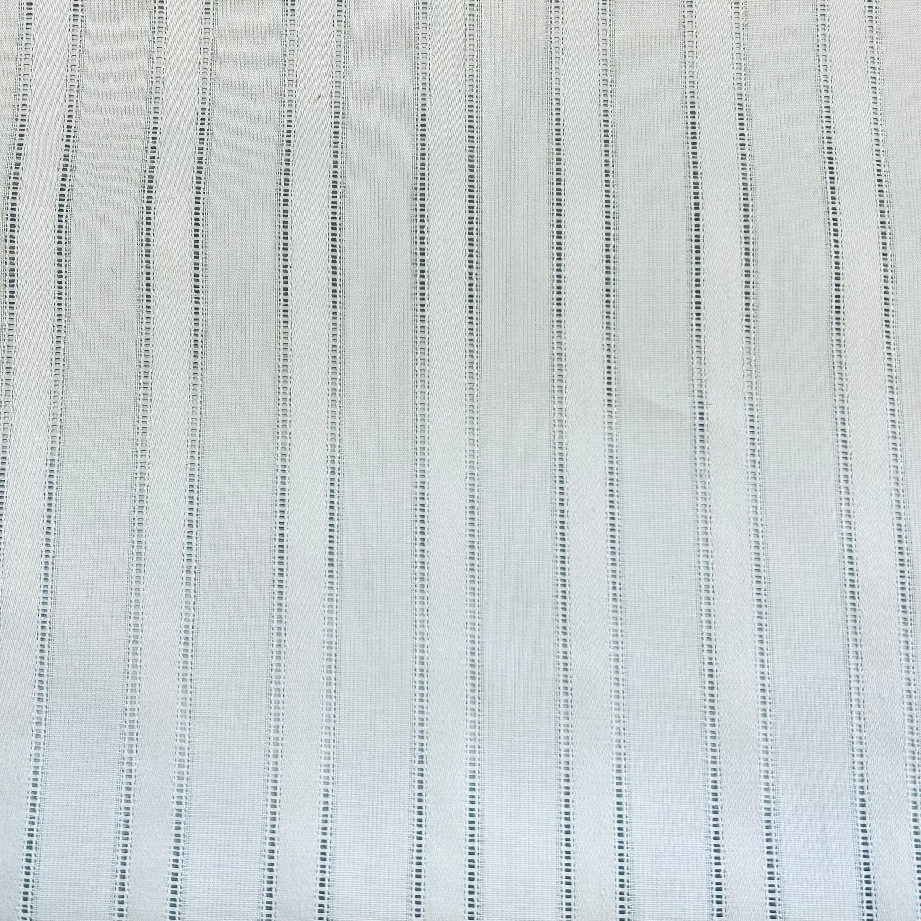 Grey Cotton Hemstitch Stripe Fabric