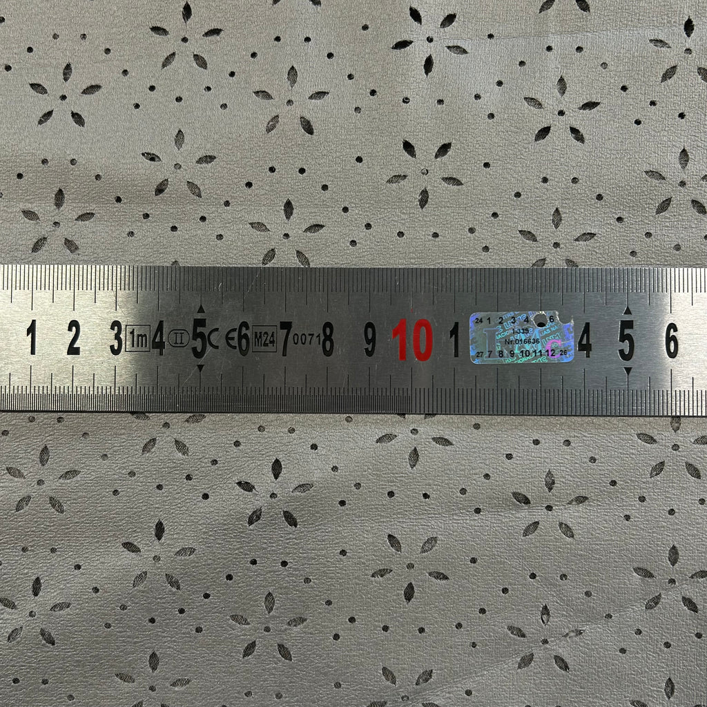 Grey Perforated Floral Eco Leather