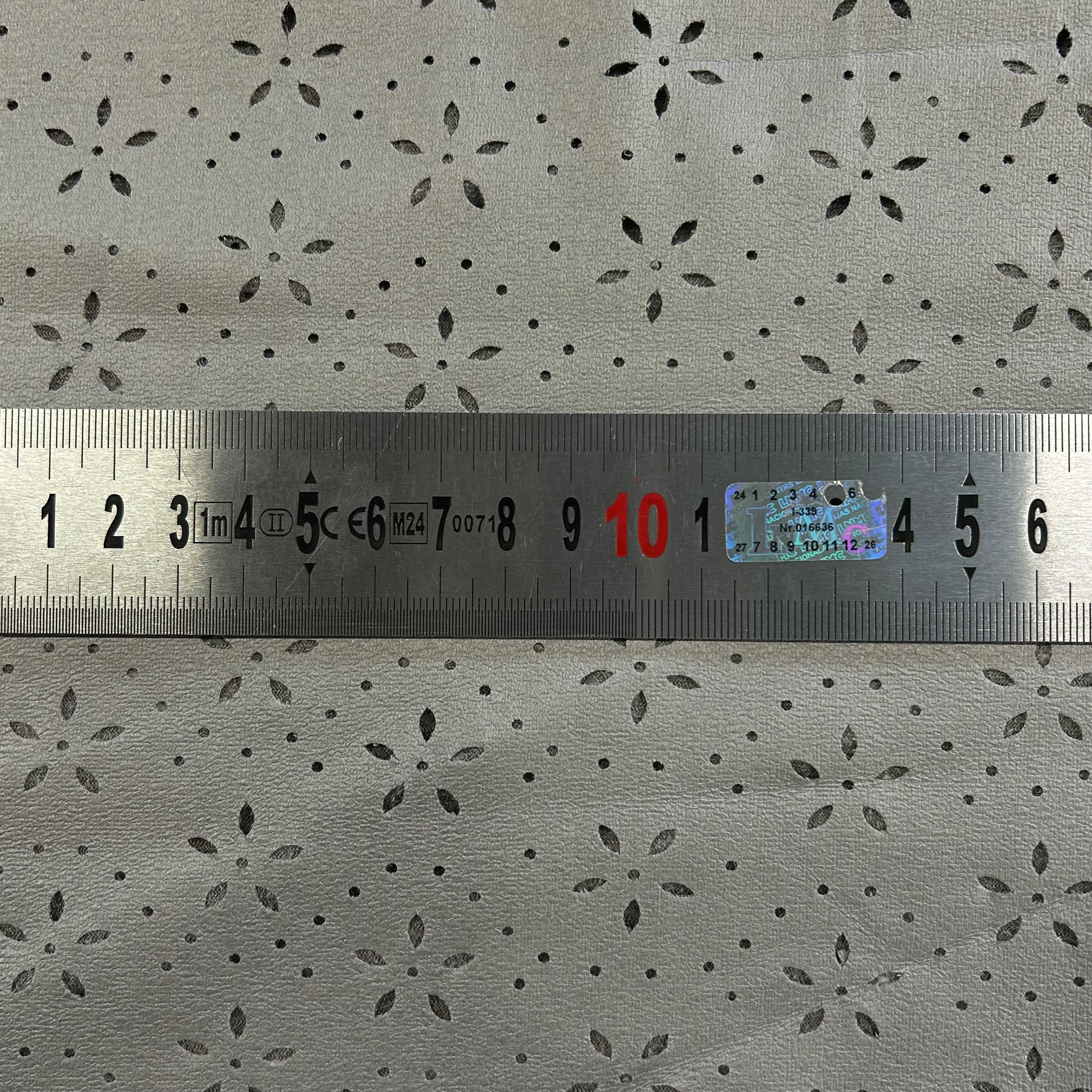 Grey Perforated Floral Eco Leather