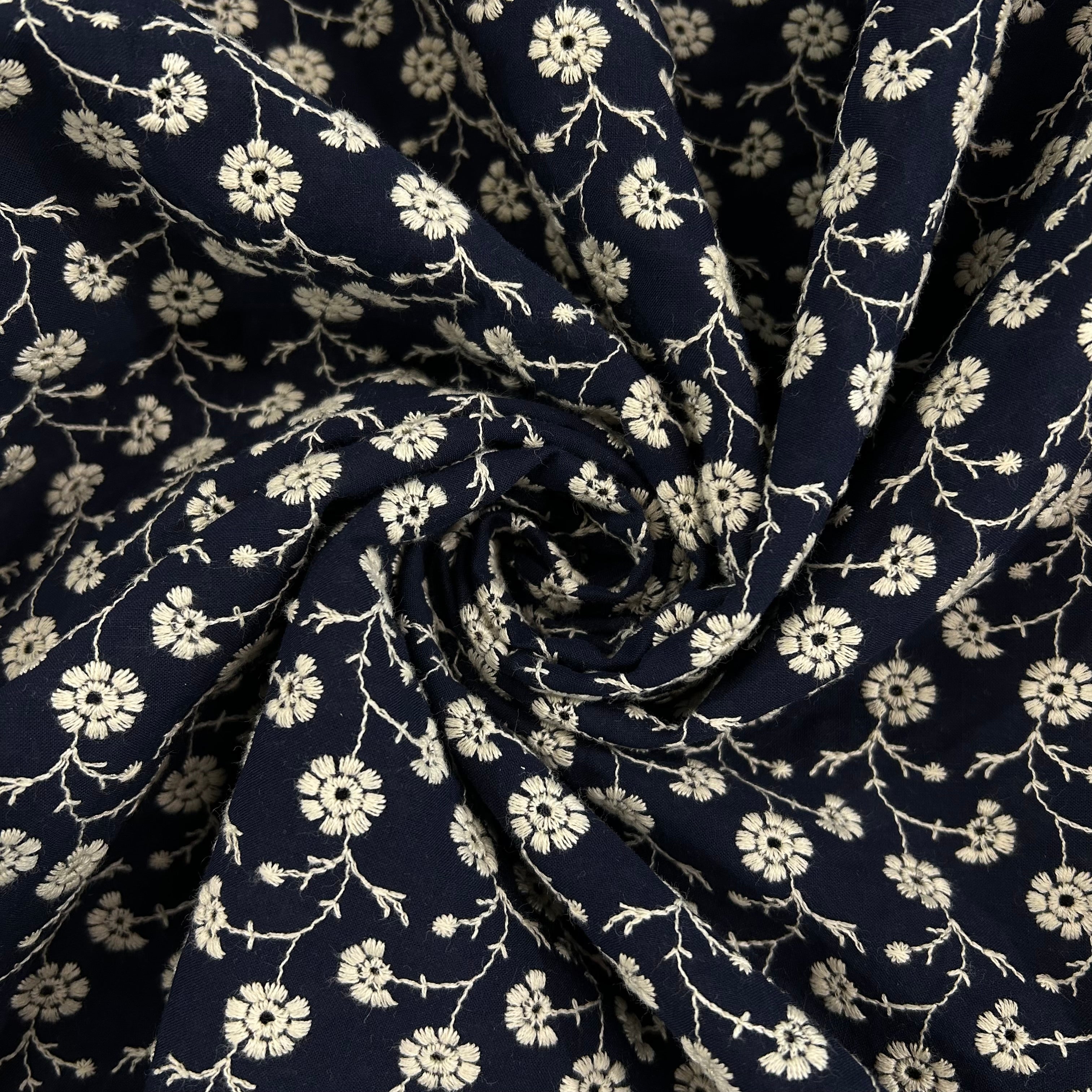 Navy Daisy Embroidery