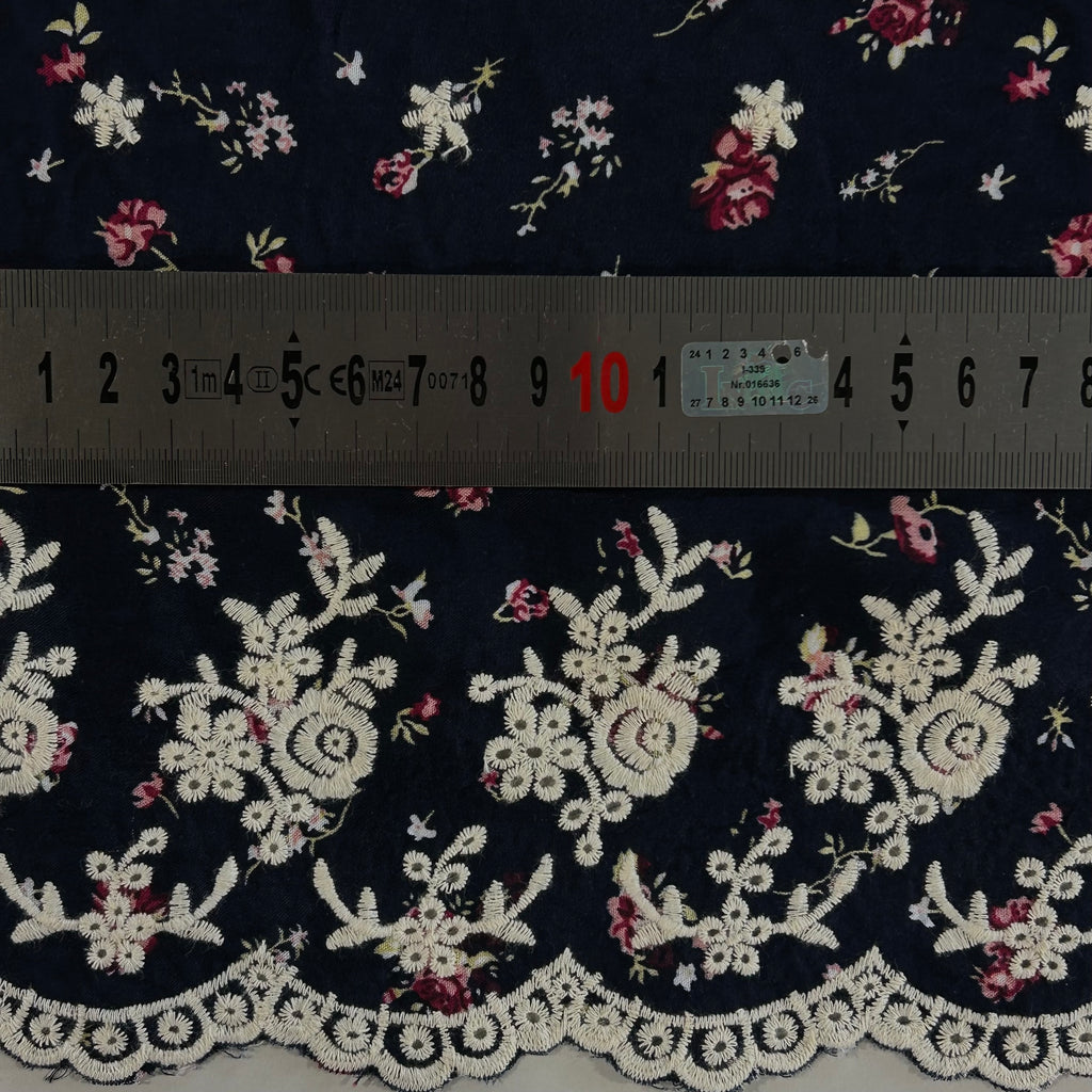 Radiance Navy Rose Lace Viscose