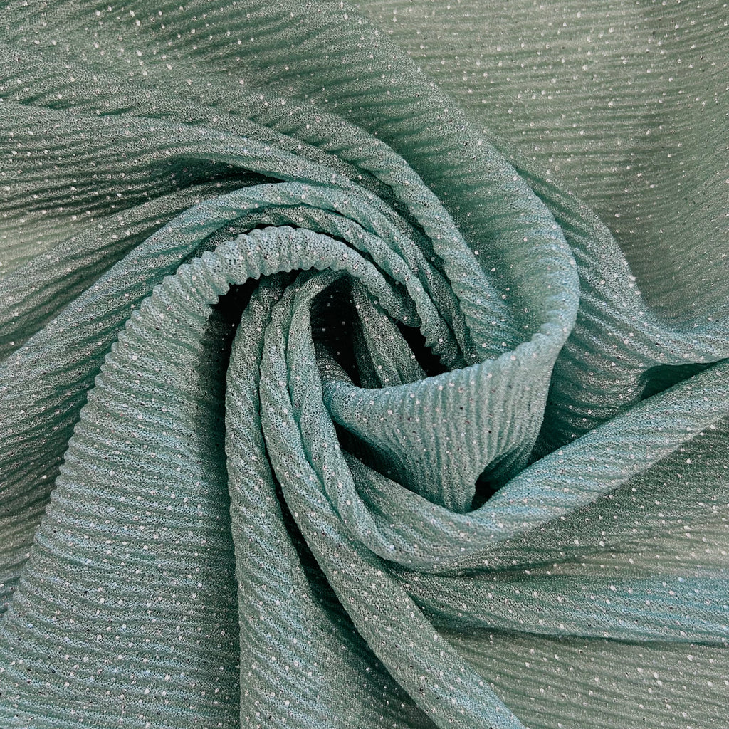 Mint Glitter Pleated Mesh