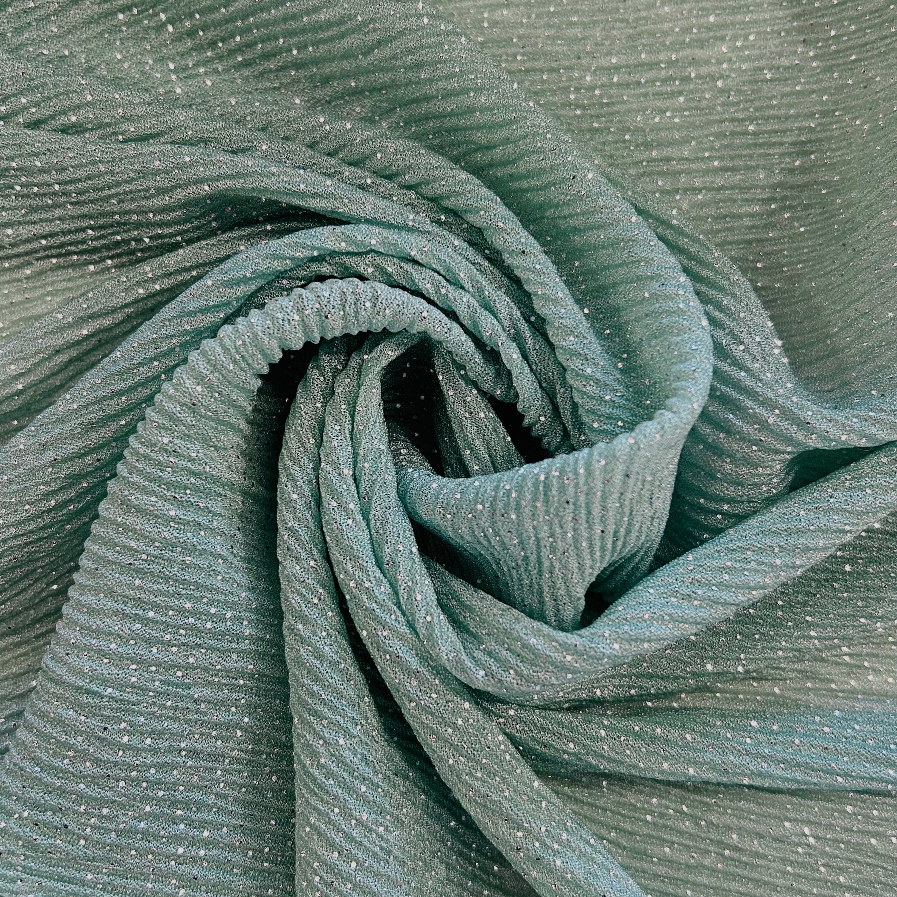 Mint Glitter Pleated Mesh