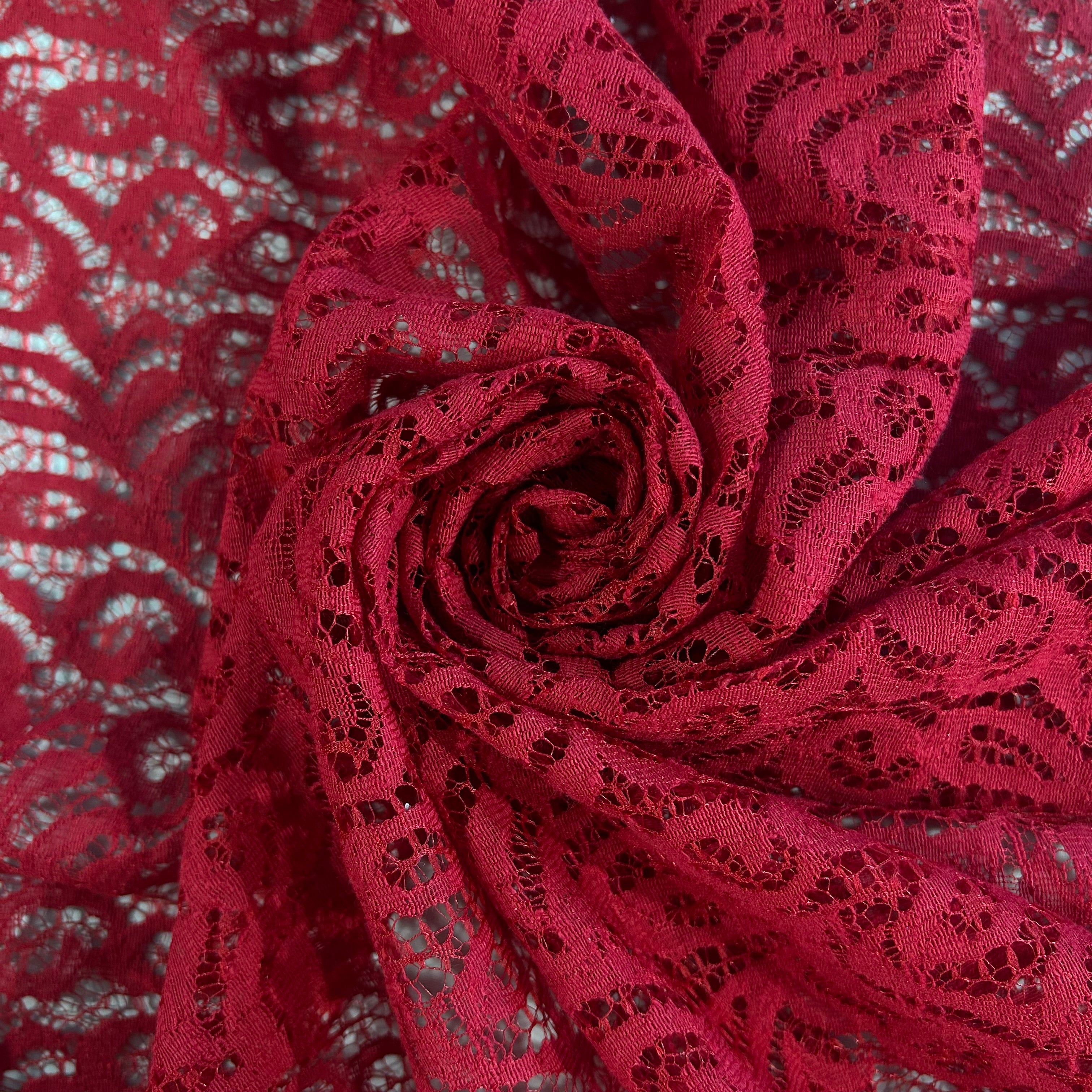 Scarlet Red Paisley Lace