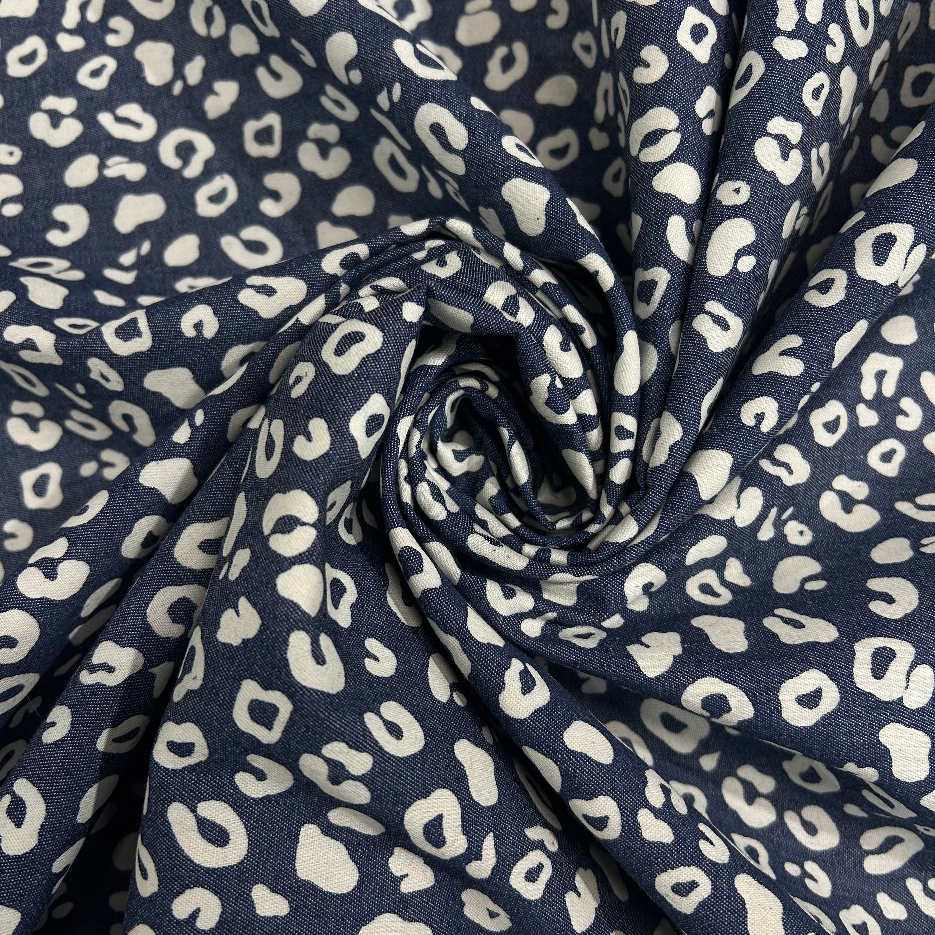 Navy Denim Mini Leopard