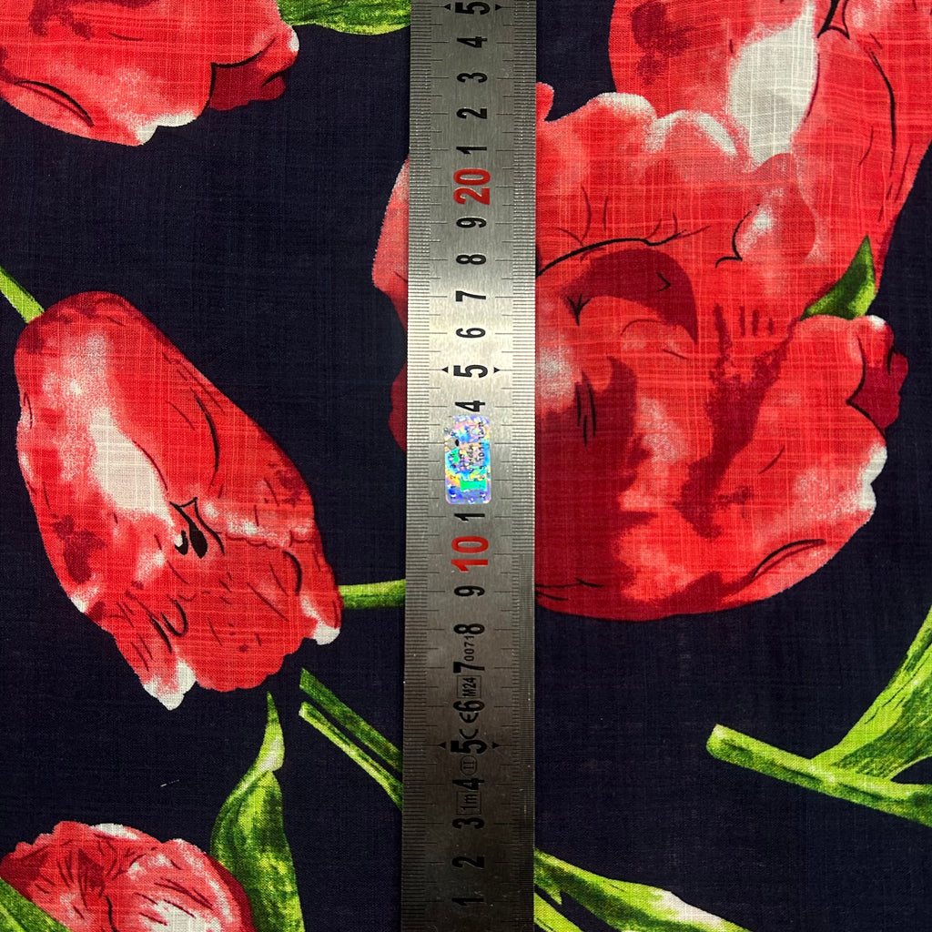 Red Tulips on Navy