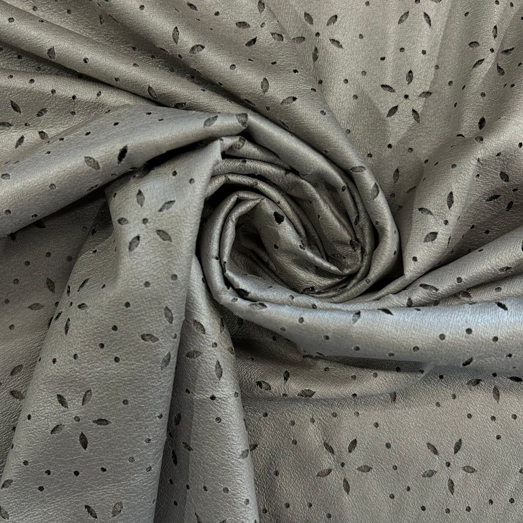 Grey Perforated Floral Eco Leather