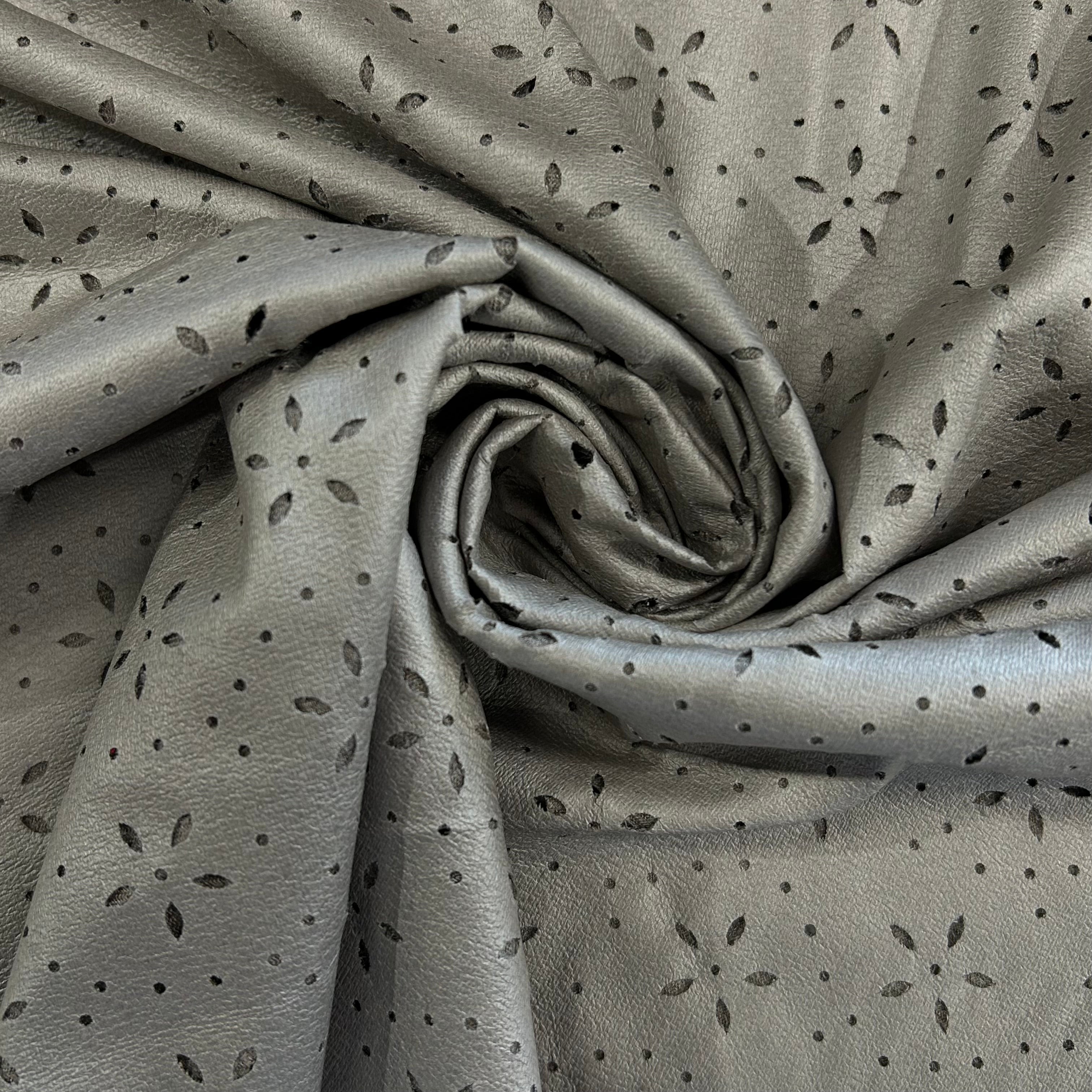 Grey Perforated Floral Eco Leather