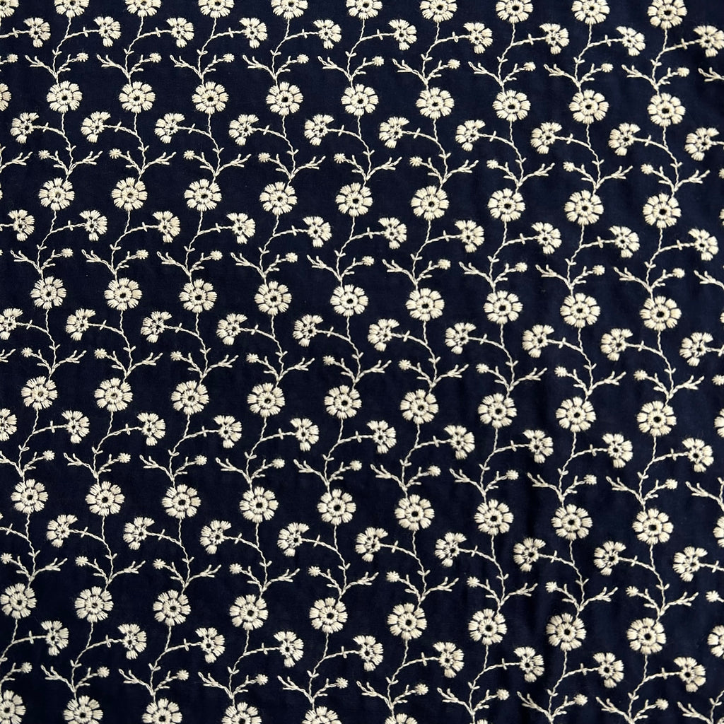 Navy Daisy Embroidery