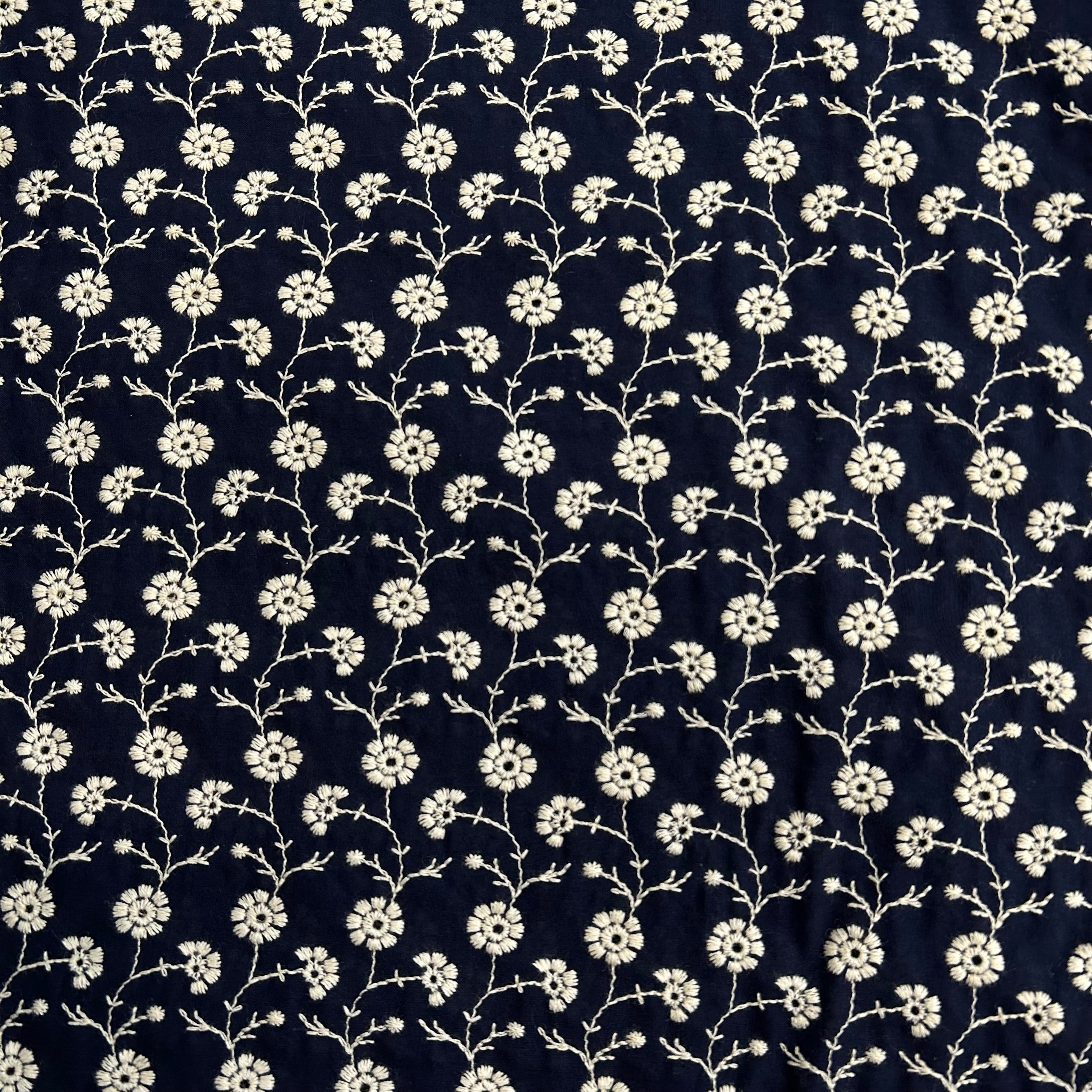 Navy Daisy Embroidery