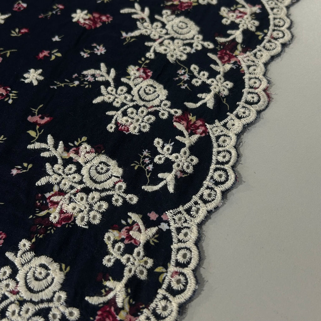 Radiance Navy Rose Lace Viscose