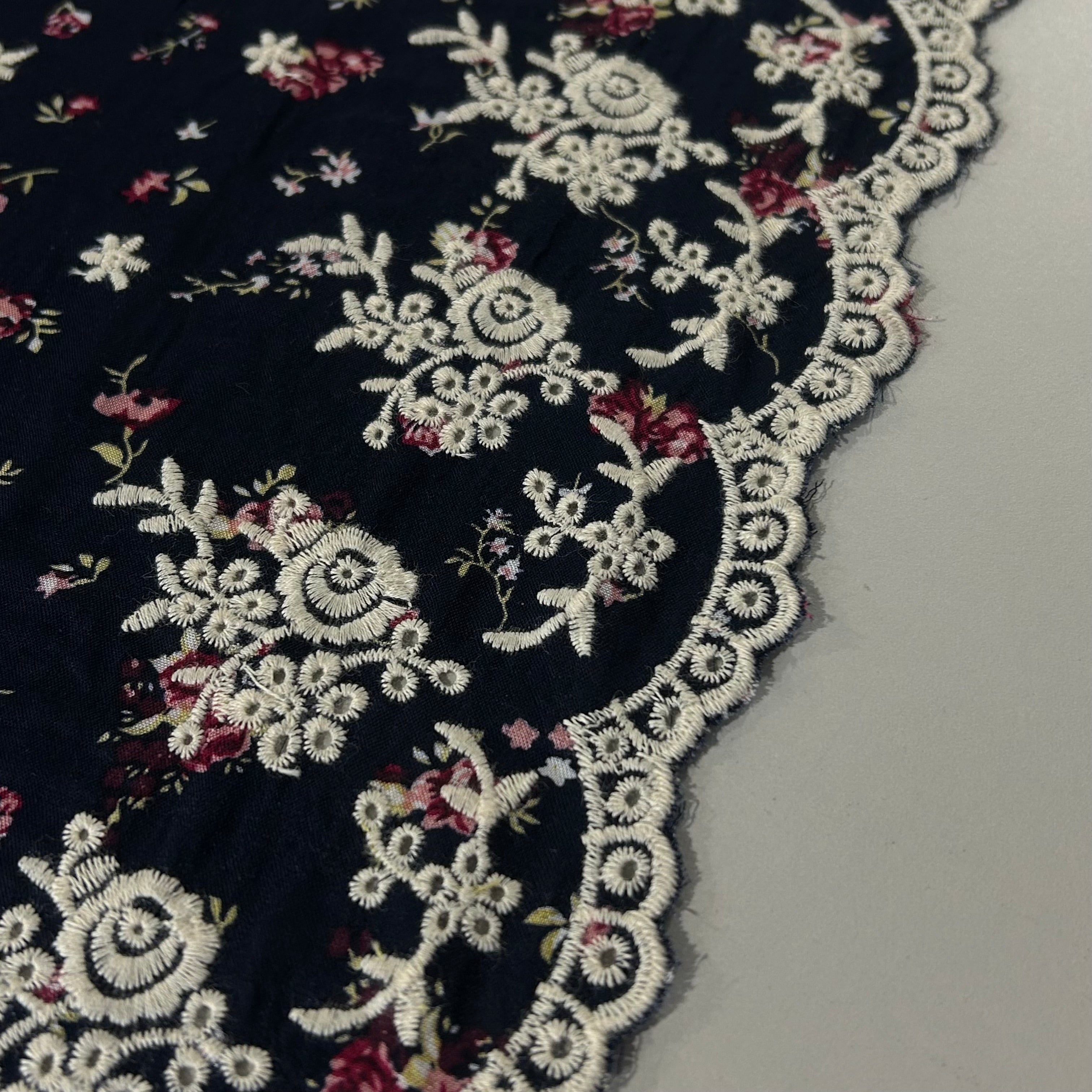 Radiance Navy Rose Lace Viscose