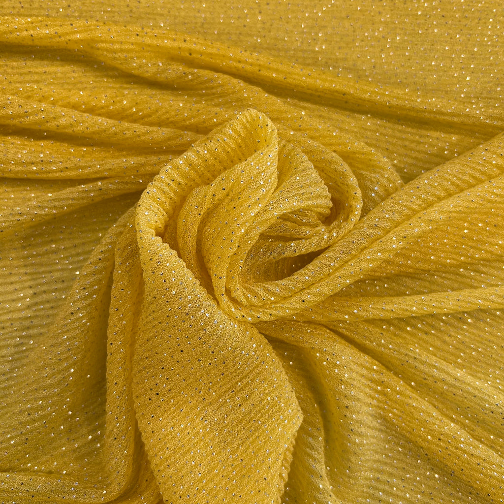 Lemon Glitter Pleated Mesh