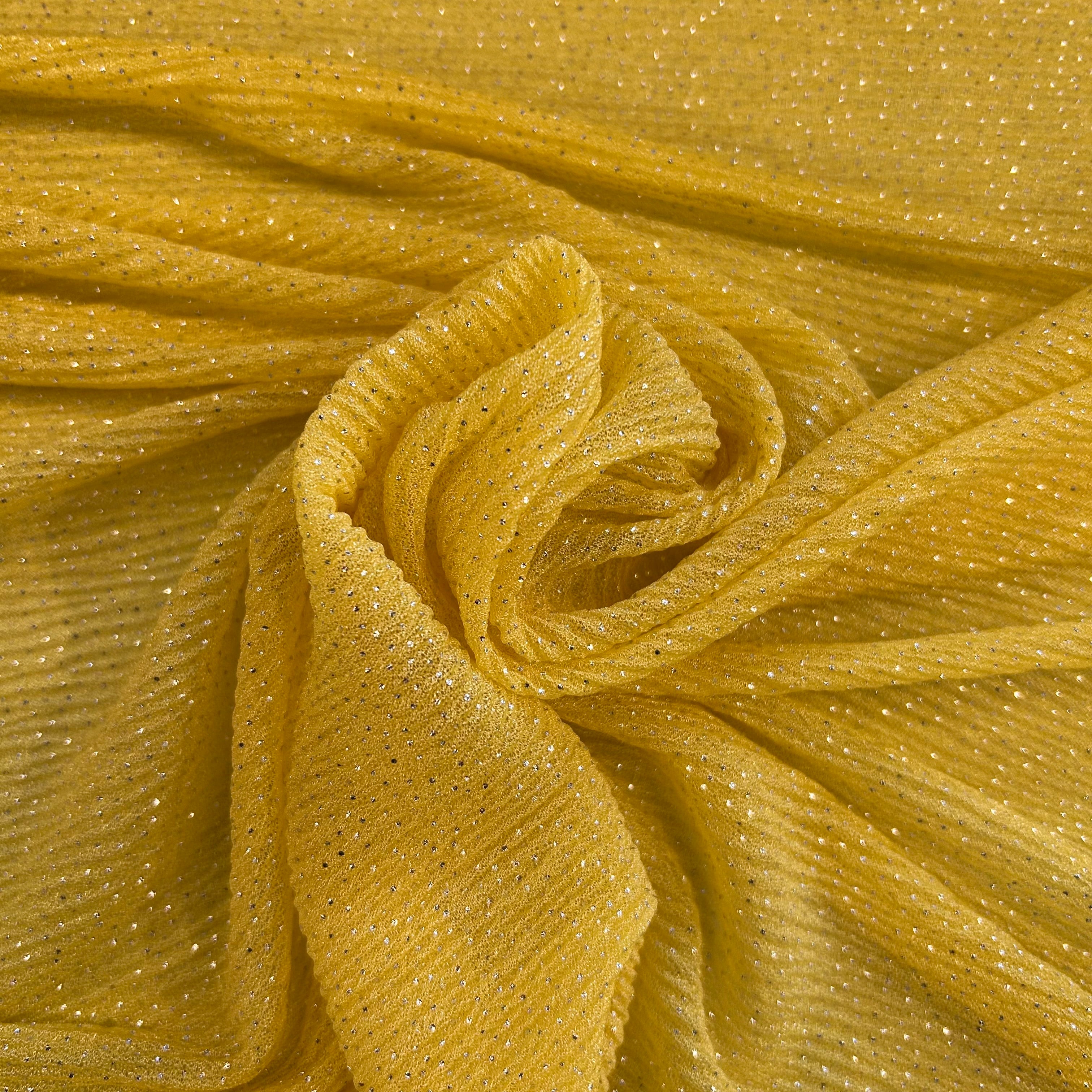 Lemon Glitter Pleated Mesh