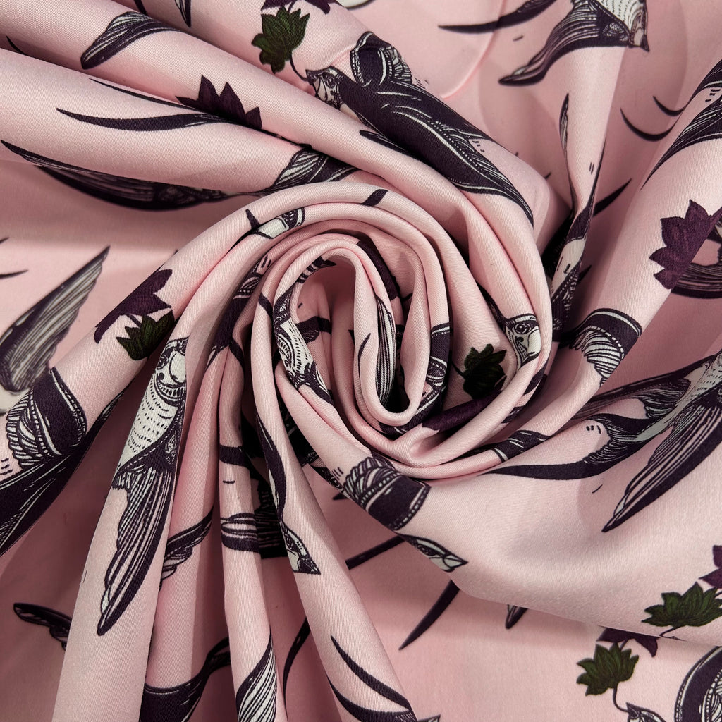 Blush Pink Swallows Cotton