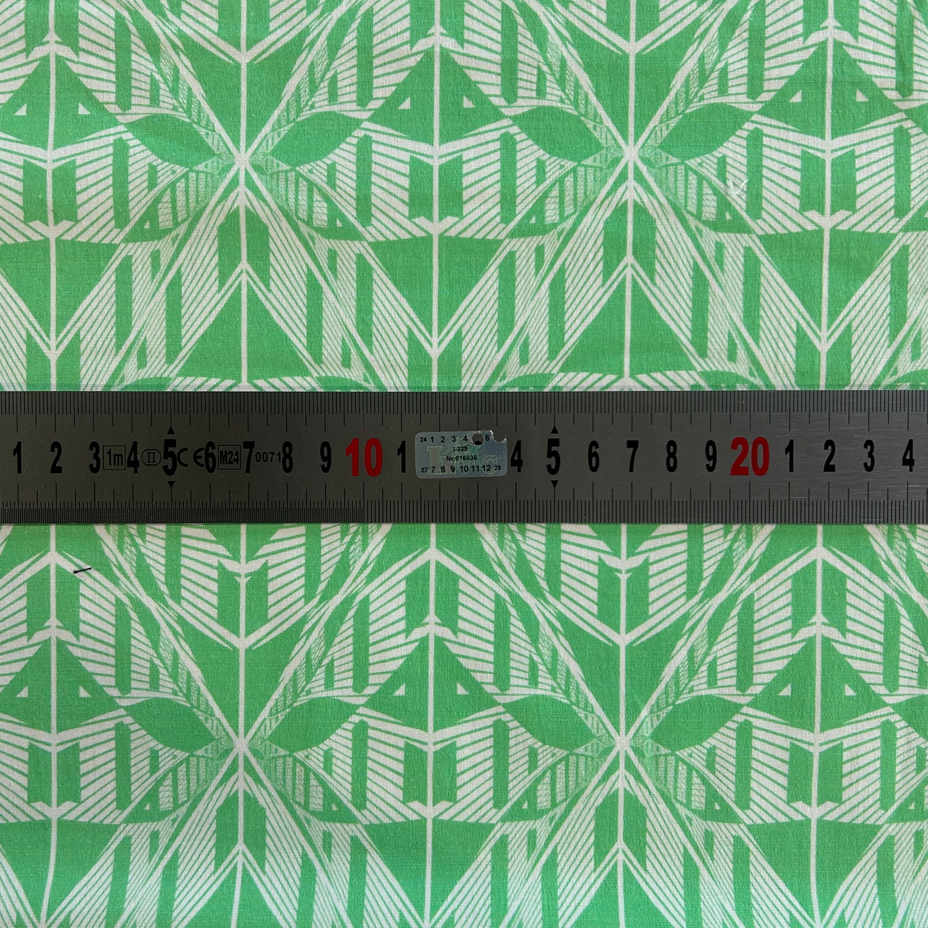 Mint Geometric Cotton Stretch Fabric