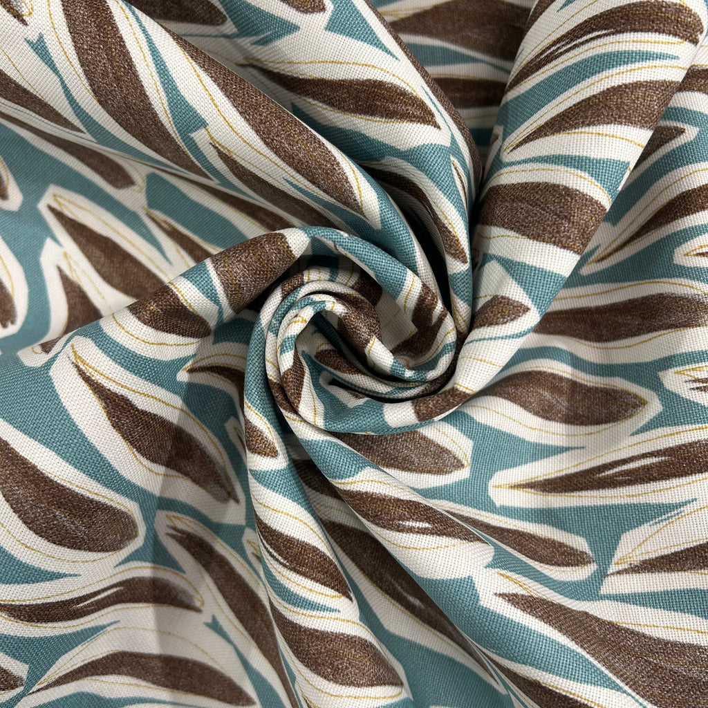 Boho Feathers on Teal Cotton