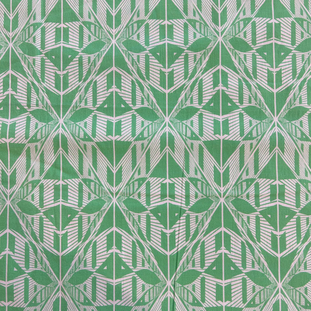 Mint Geometric Cotton Stretch Fabric