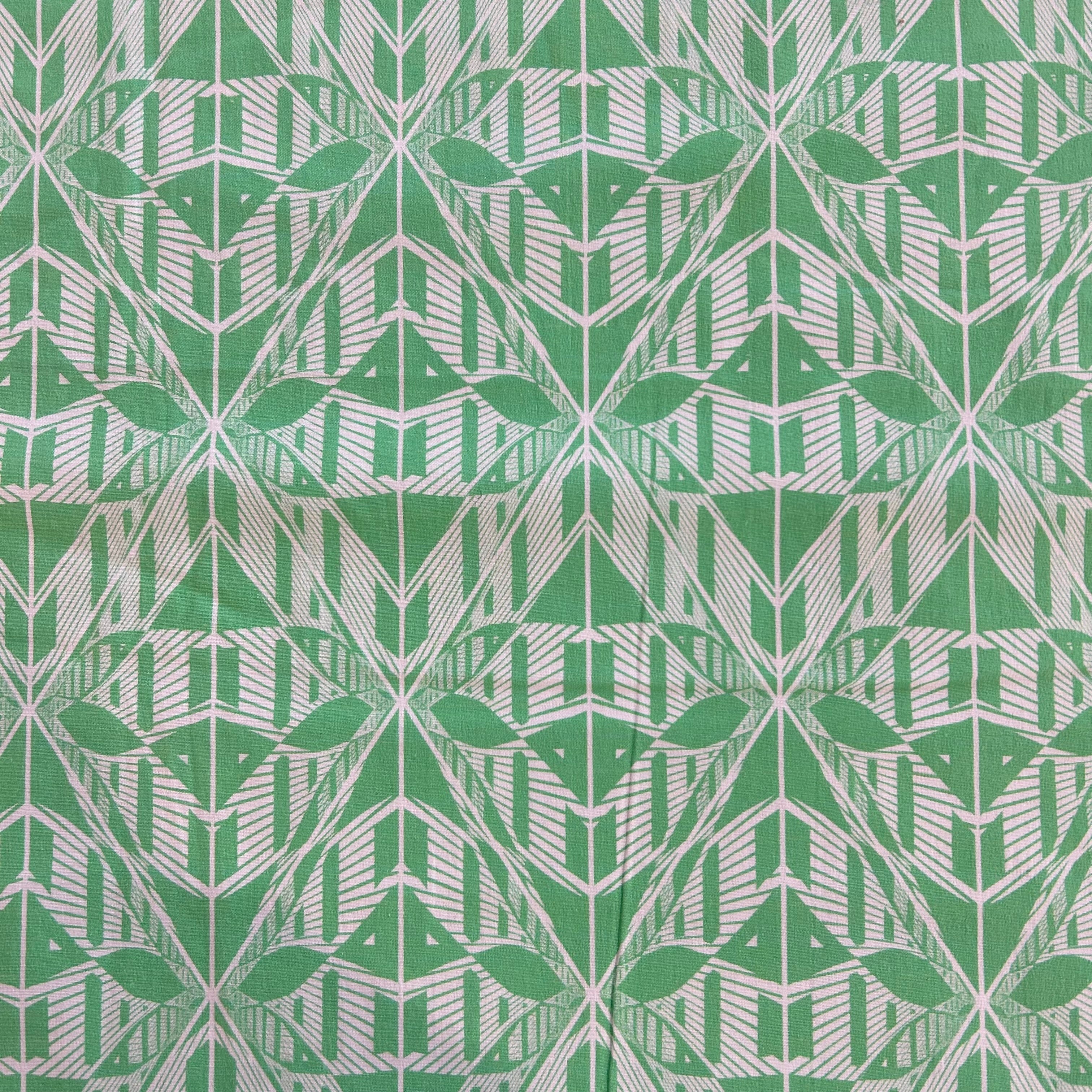 Mint Geometric Cotton Stretch Fabric