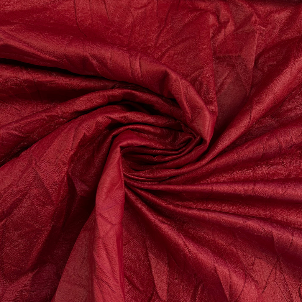 Red Crinkled Faux Leather