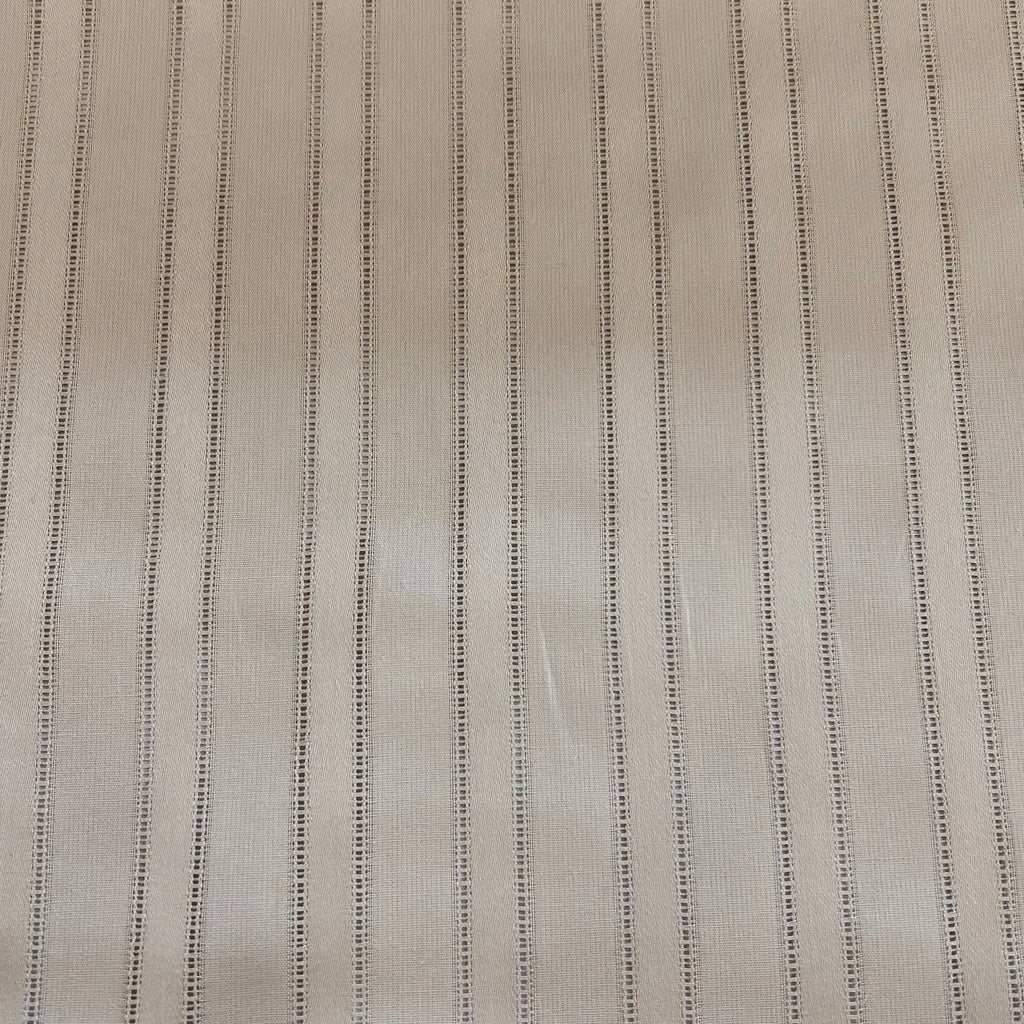 Beige Cotton Hemstitch Stripe Fabric