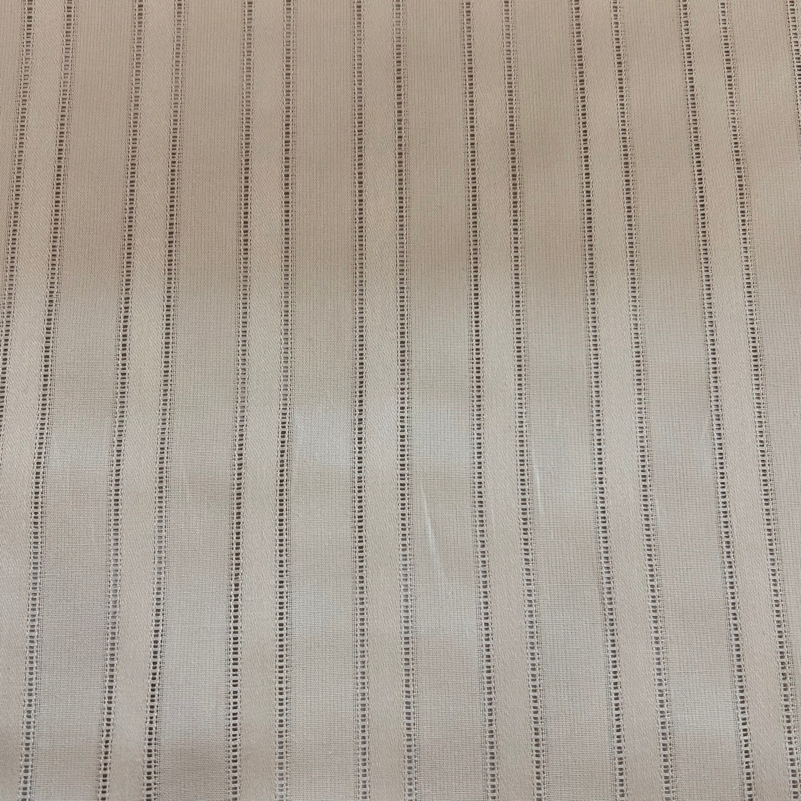 Beige Cotton Hemstitch Stripe Fabric