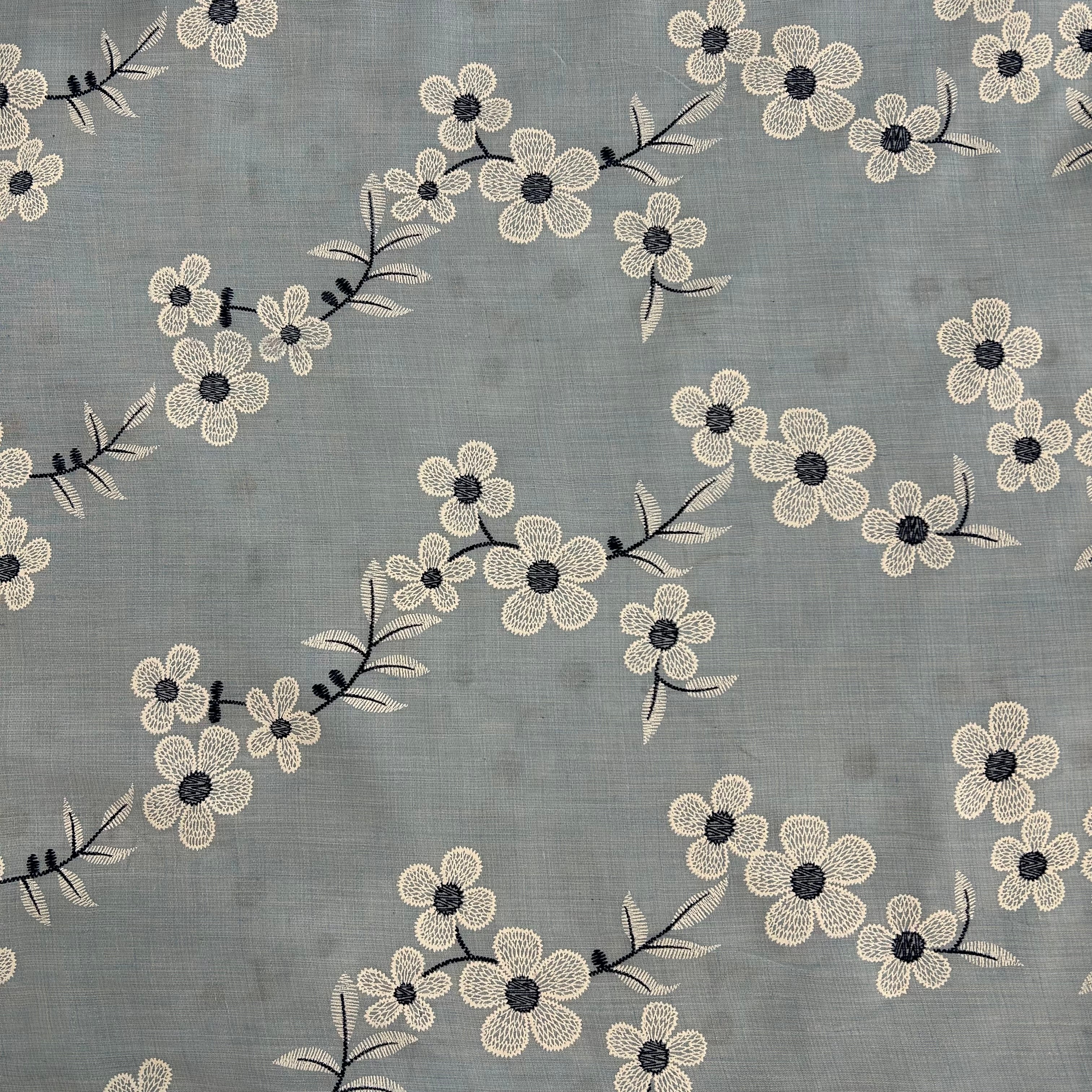 Sky Blue Embroidered Floral