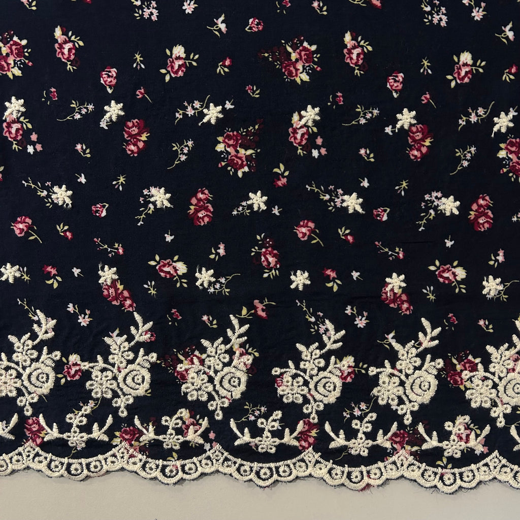 Radiance Navy Rose Lace Viscose