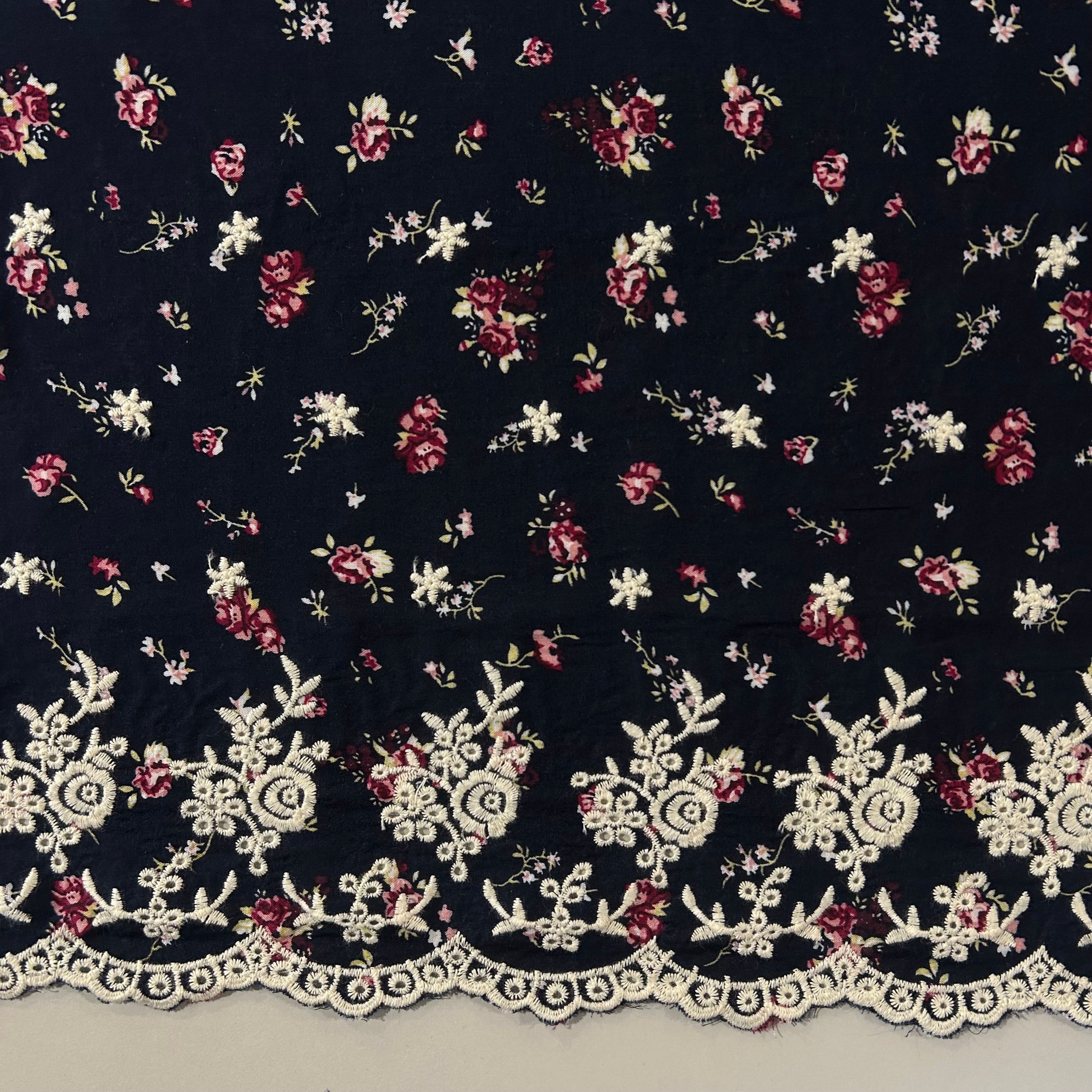 Radiance Navy Rose Lace Viscose