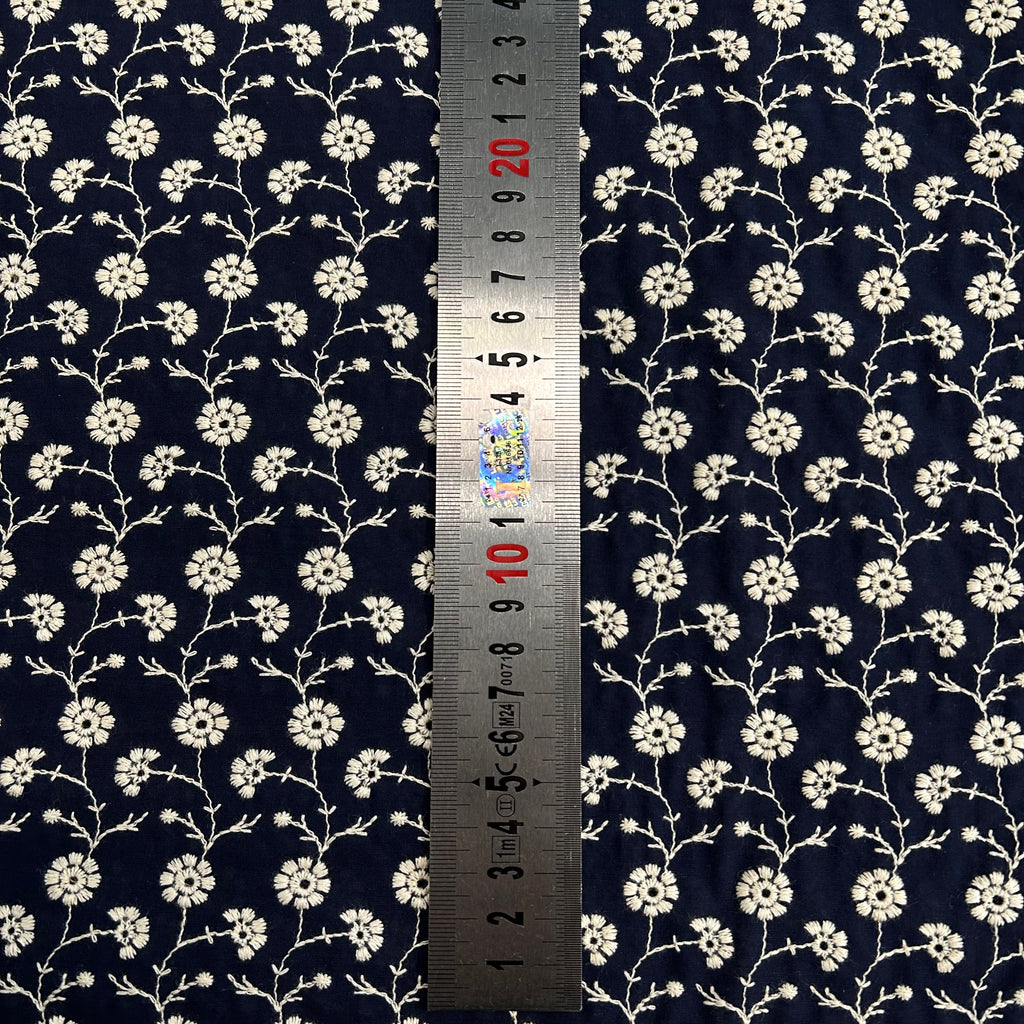 Navy Daisy Embroidery