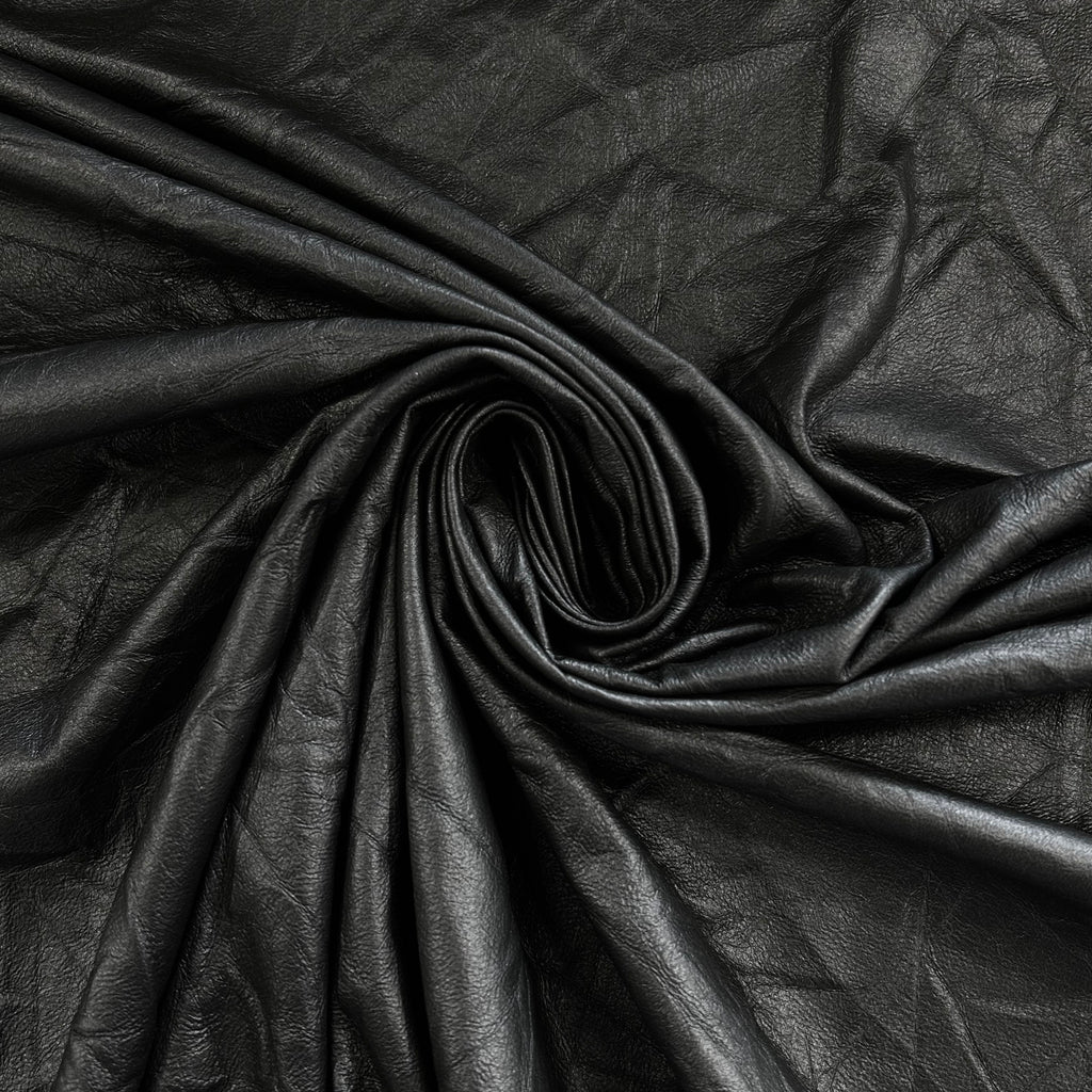 Black Crinkled Faux Leather