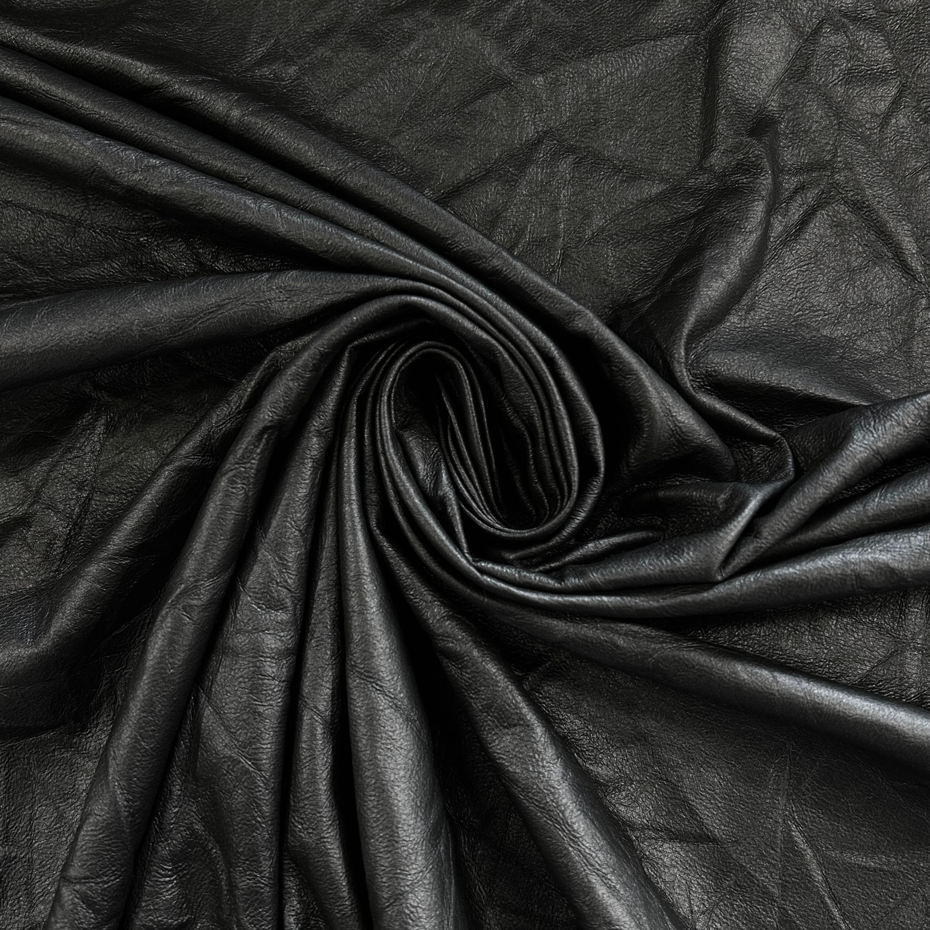 Black Crinkled Faux Leather