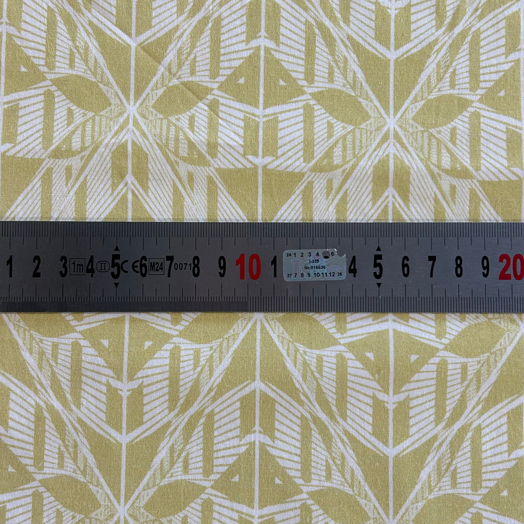 Yellow Geometric Cotton Stretch Fabric