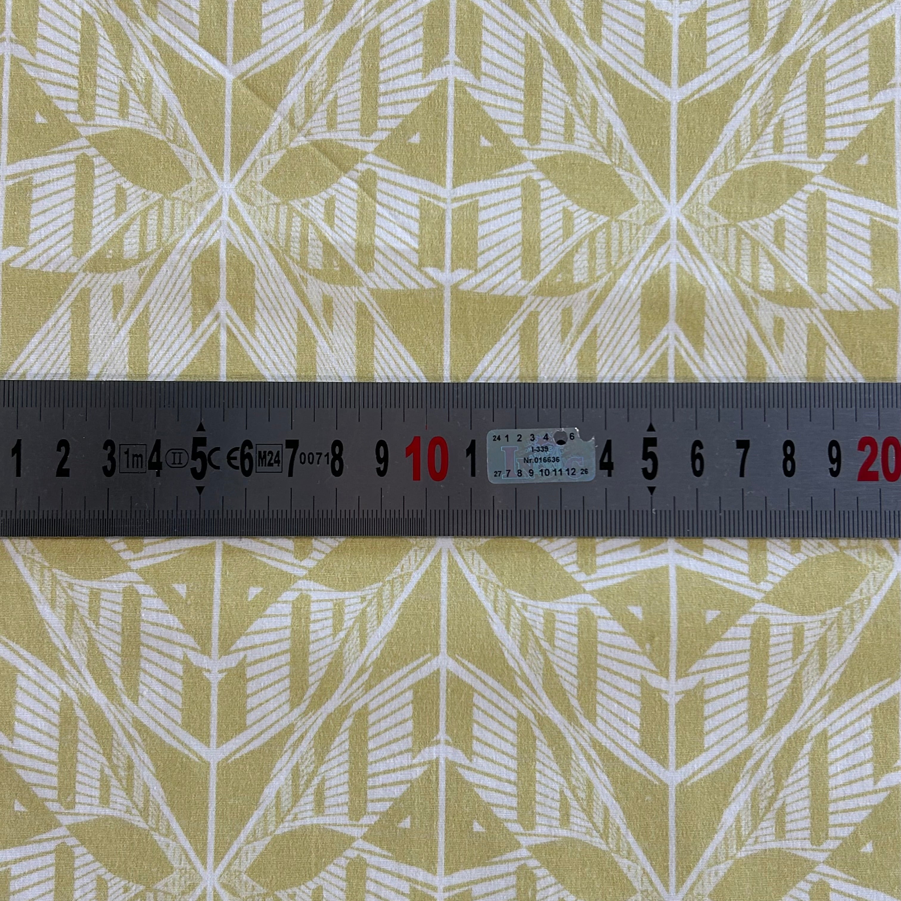 Yellow Geometric Cotton Stretch Fabric
