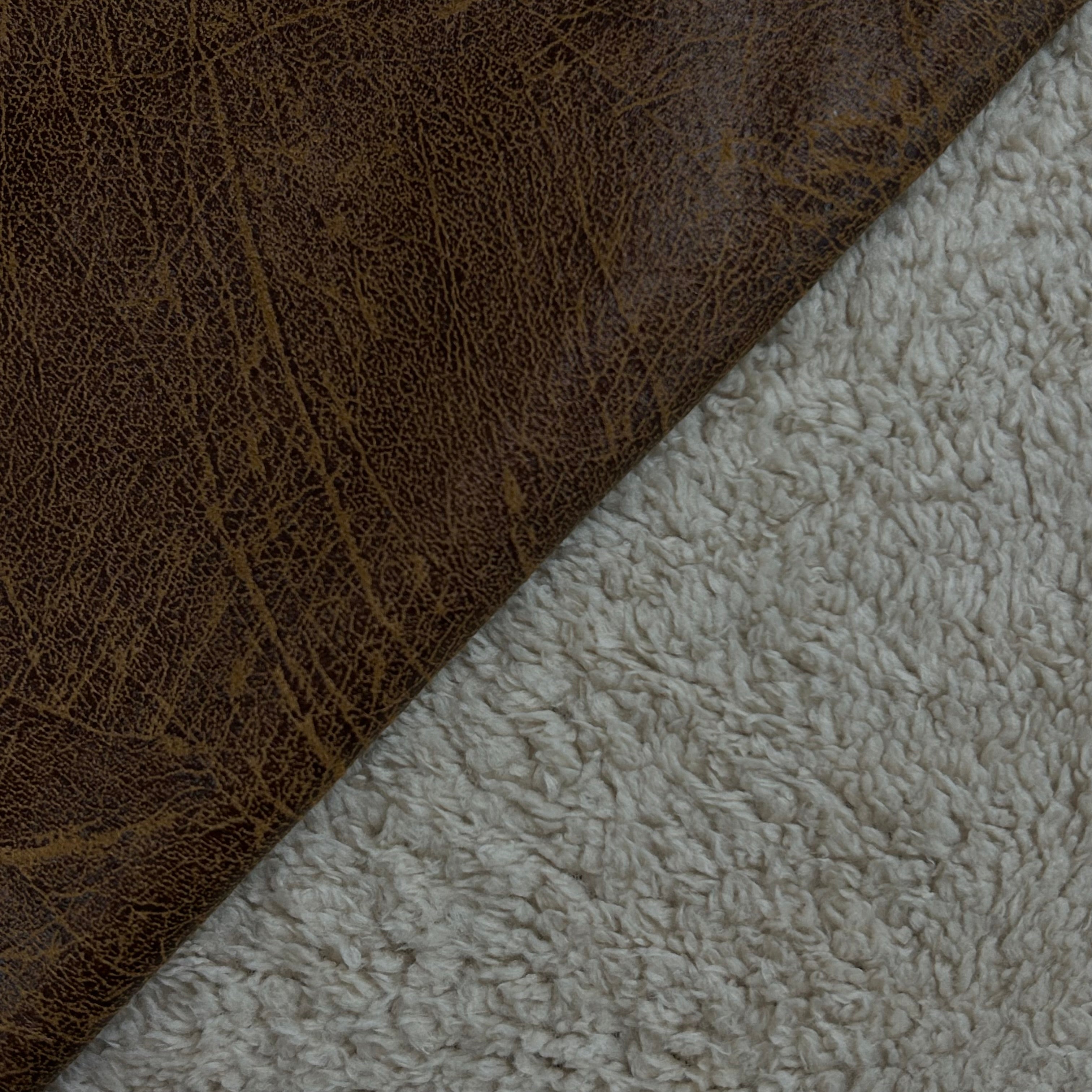 Brown waterproof faux leather with a vintage crackle effect
