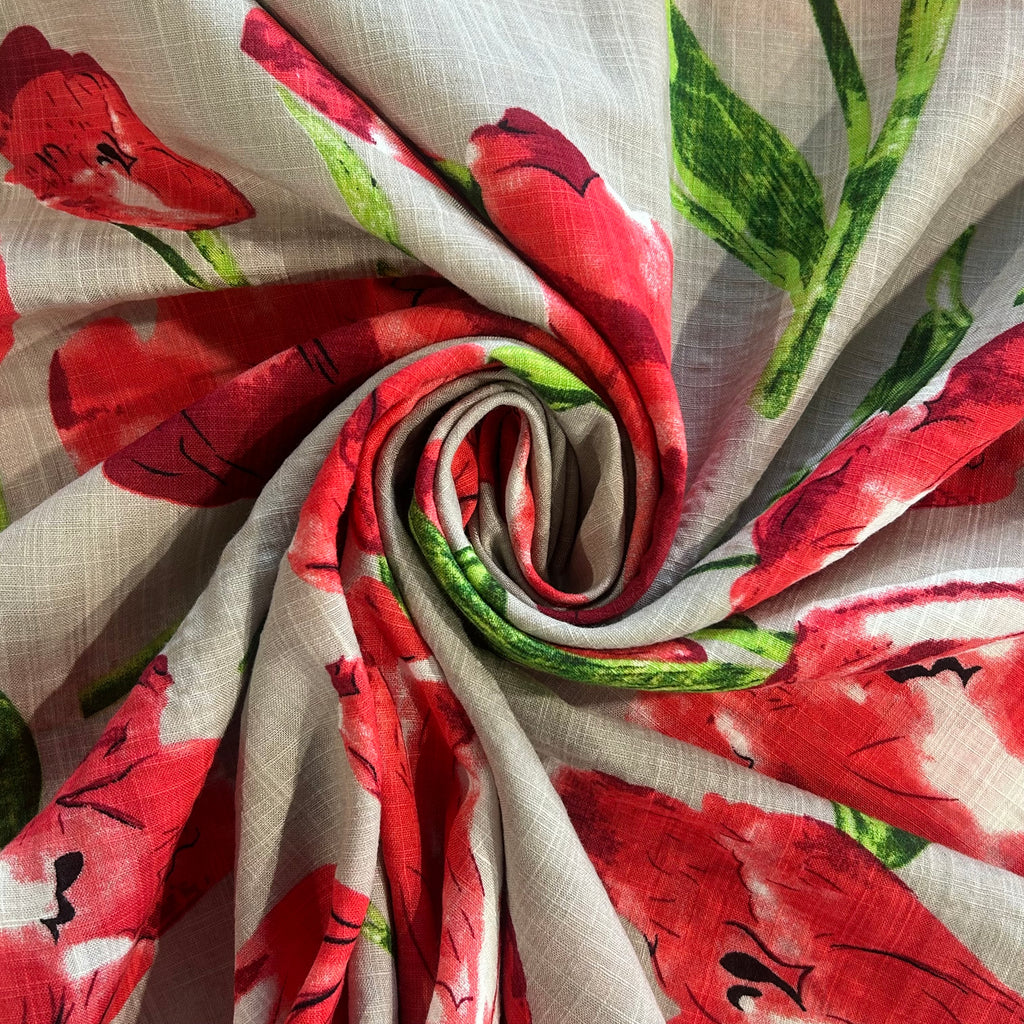 Red Tulips on Gray