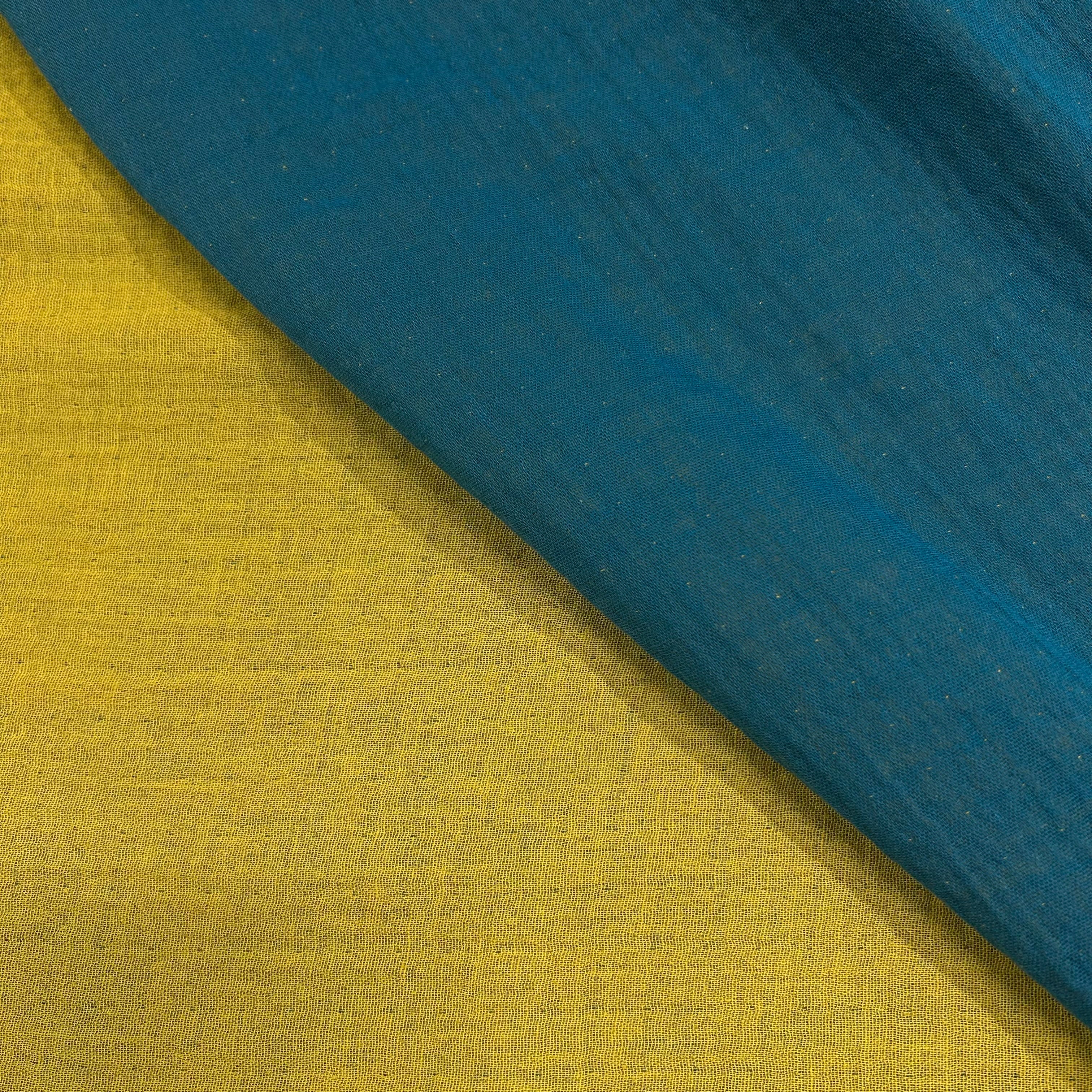 Mustard Teal Double Face Cotton