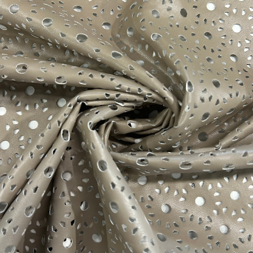 Beige Grey Perforated Eco Leather