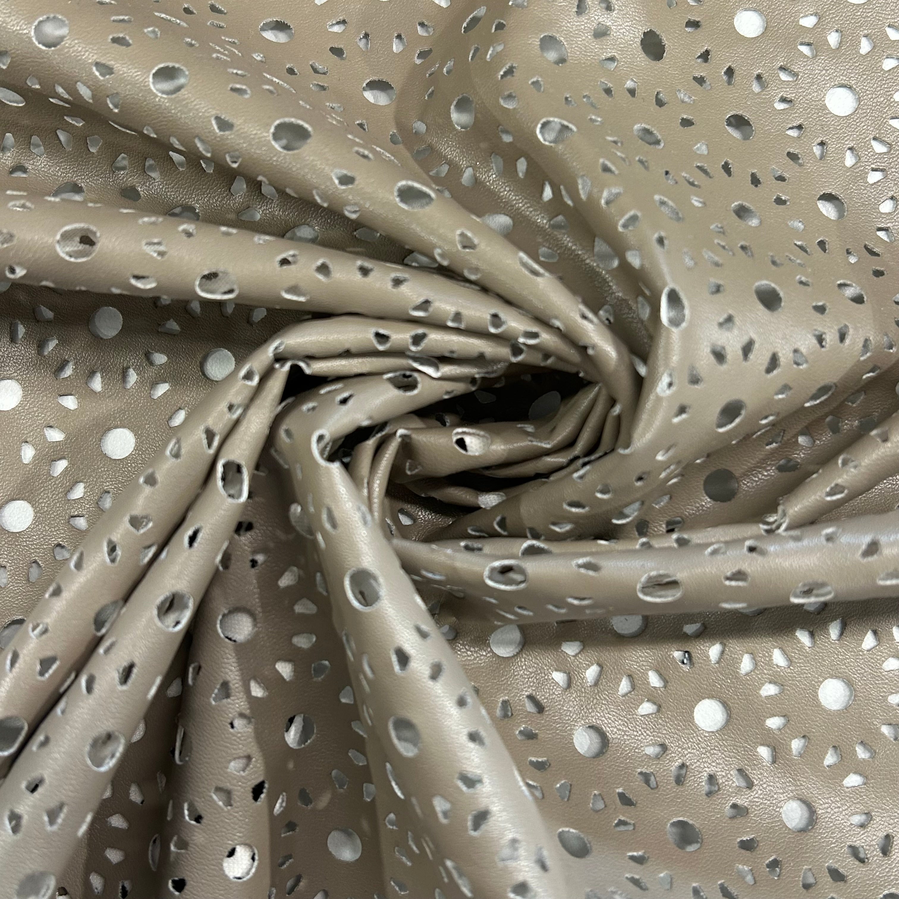 Beige Grey Perforated Eco Leather